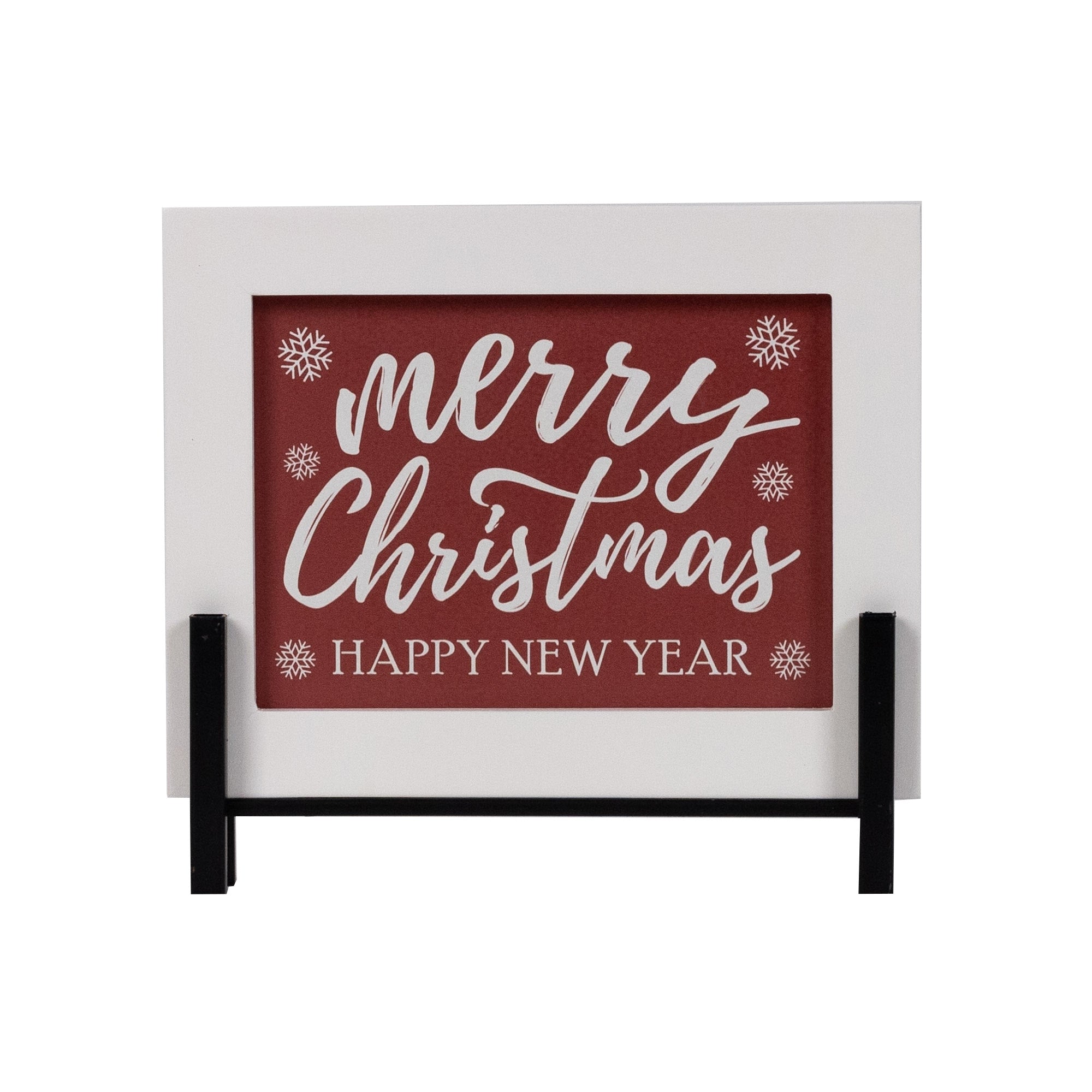 Merry Christmas/Happy New Year Sign 8.5"L x 7.75"H MDF/Wood