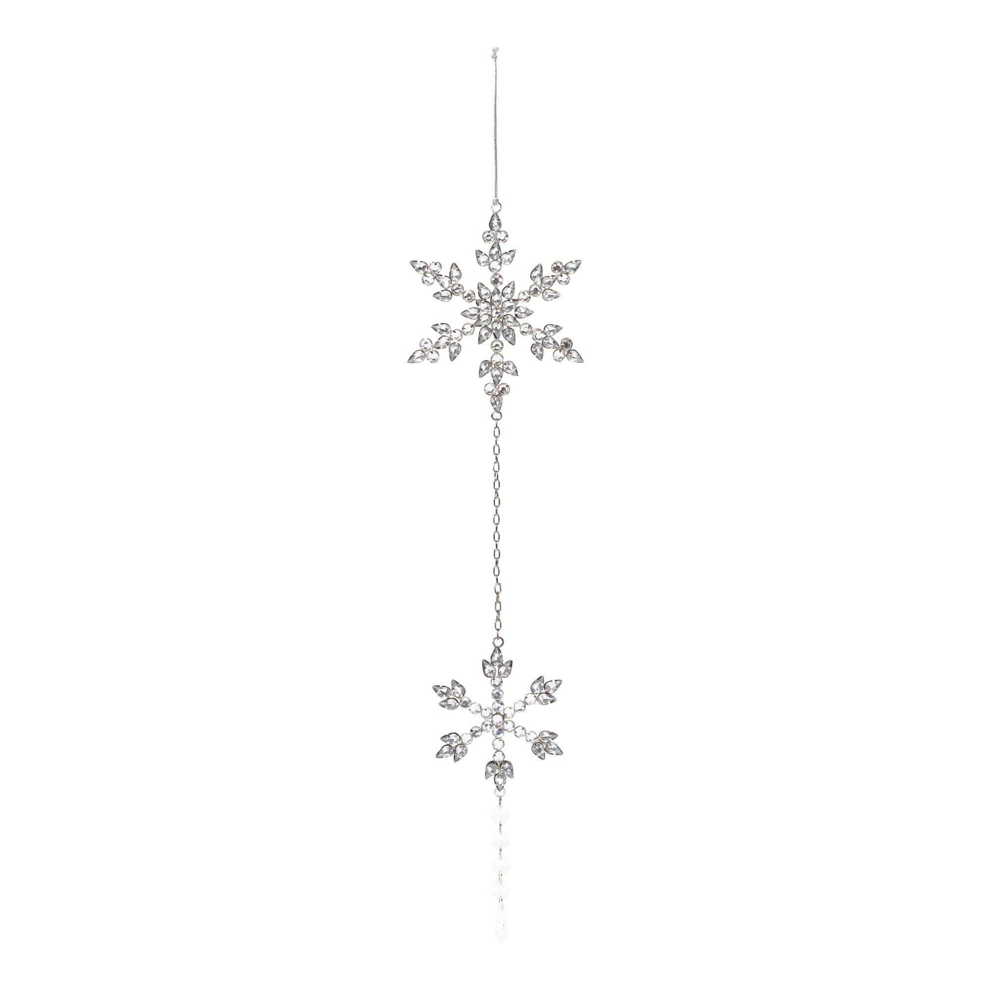 Snowflake Drop Ornament (Set of 6) 21"H Iron/Glass