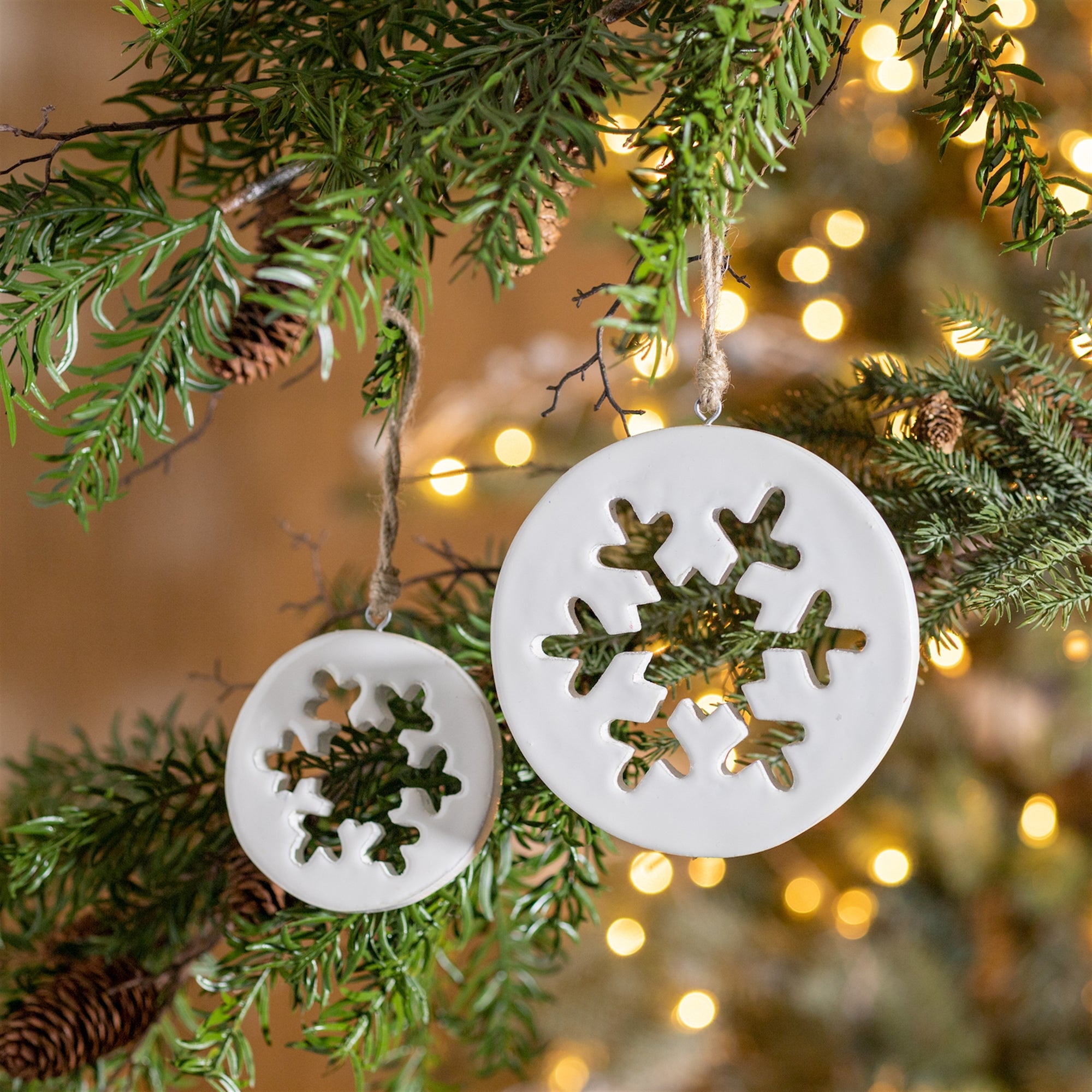 Snowflake Cut-Out Ornament (Set of 12) 4.25"H, 6"H Wood