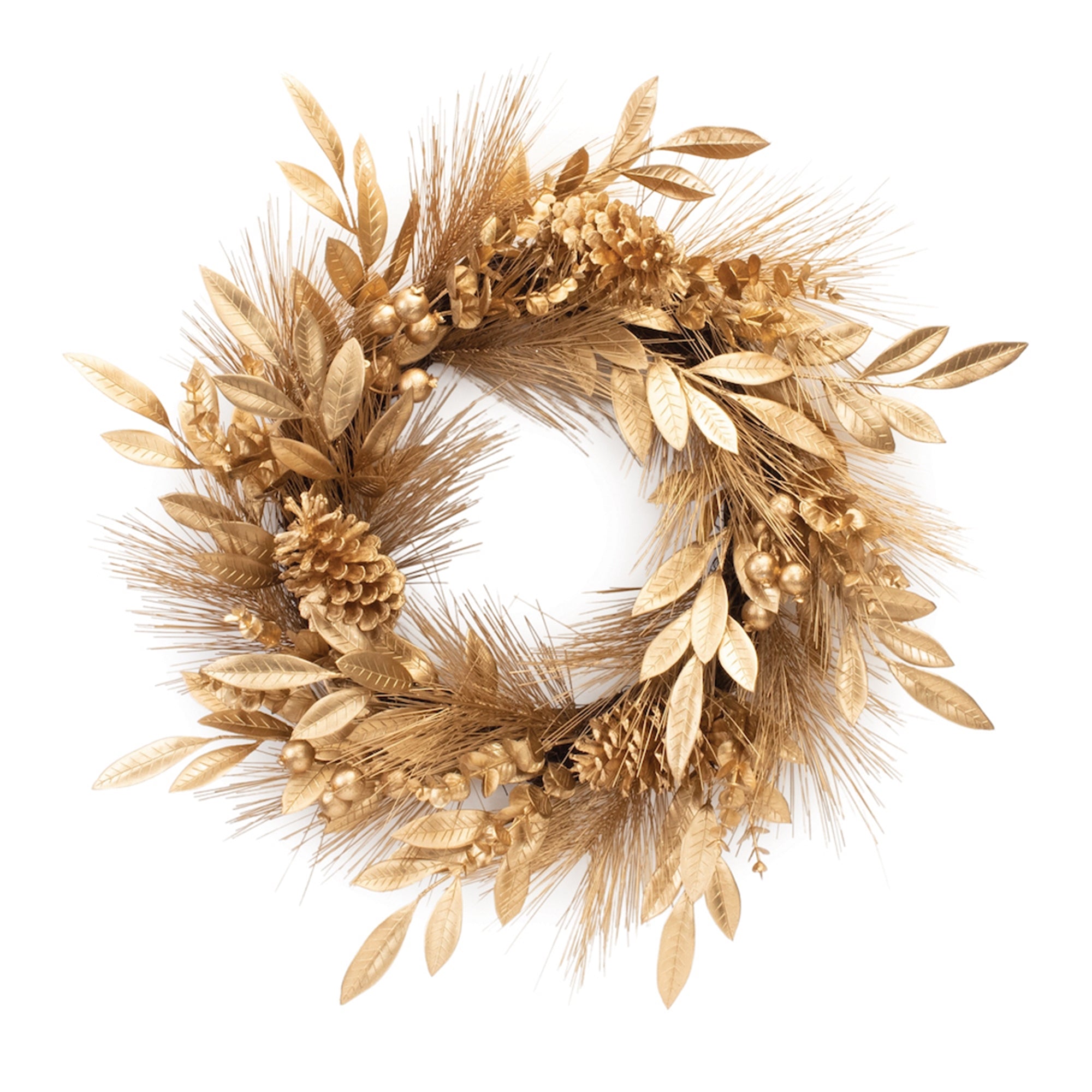 Pine/Bay Leaf and Berry Wreath 25.5"D Plastic/PVC