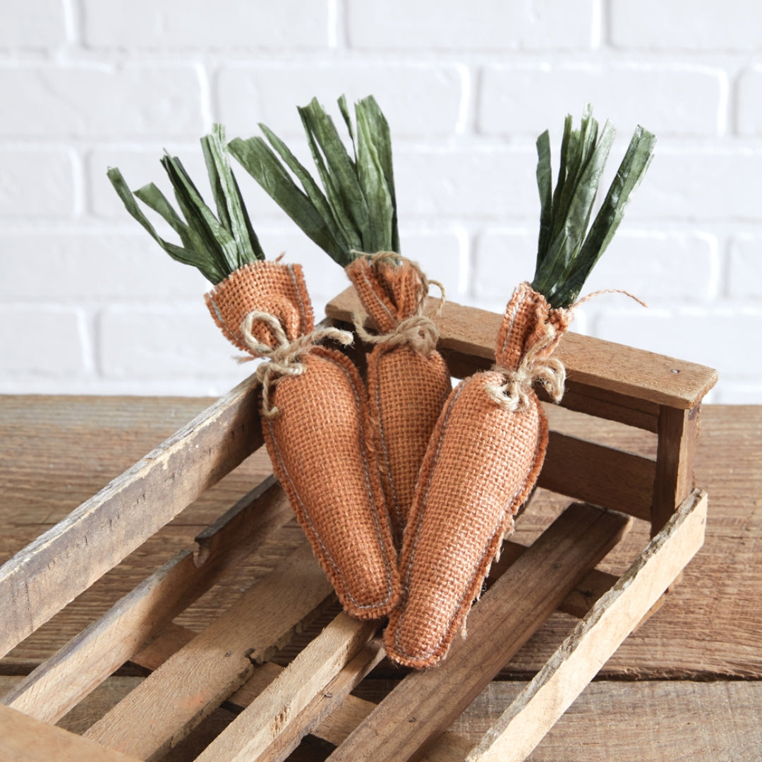 Playful Burlap Spring Decor Carrots, Set of 3