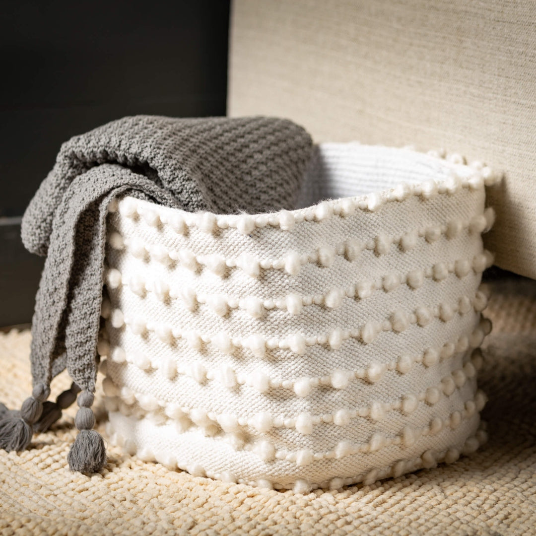 Pom Pom Ivory Nesting Baskets