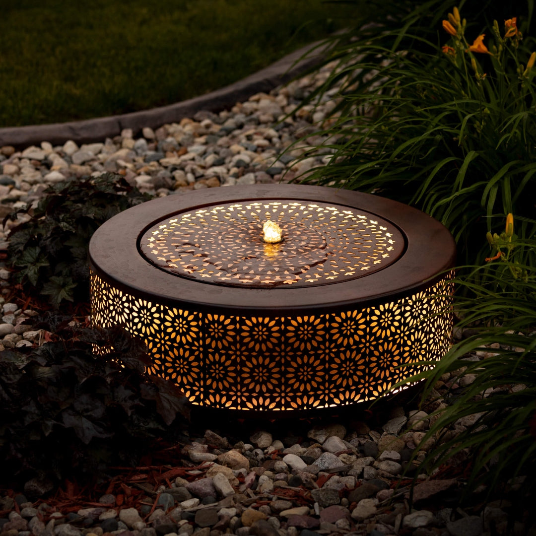 Glowing Metal Garden Fountain