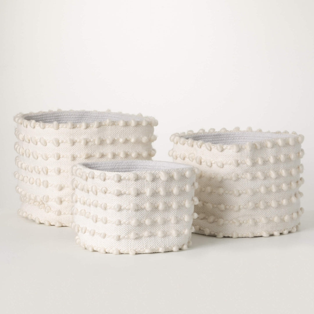 Pom Pom Ivory Nesting Baskets