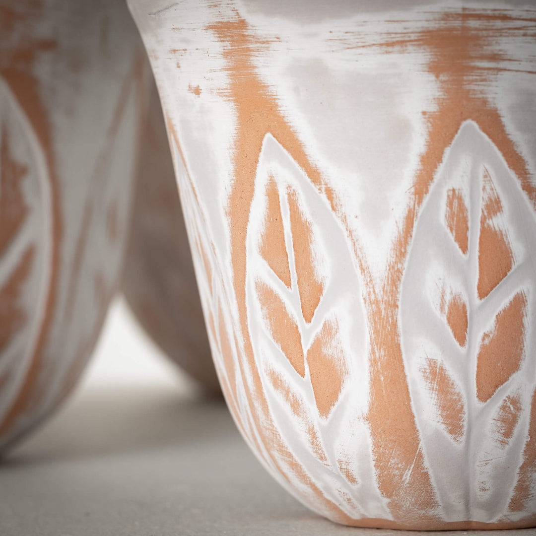 Nature-Inspired Leaf Patterned Pot Set