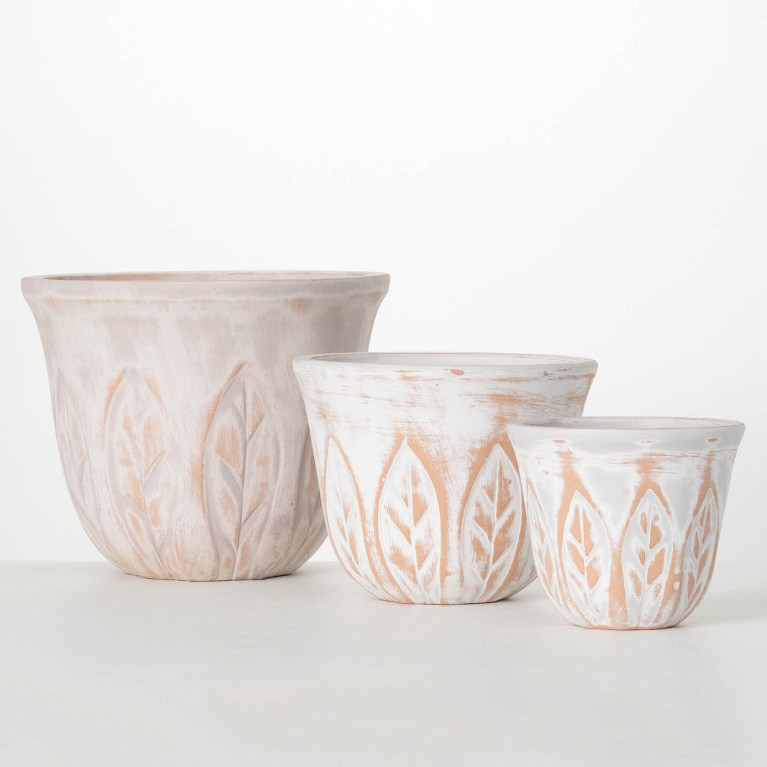 Nature-Inspired Leaf Patterned Pot Set