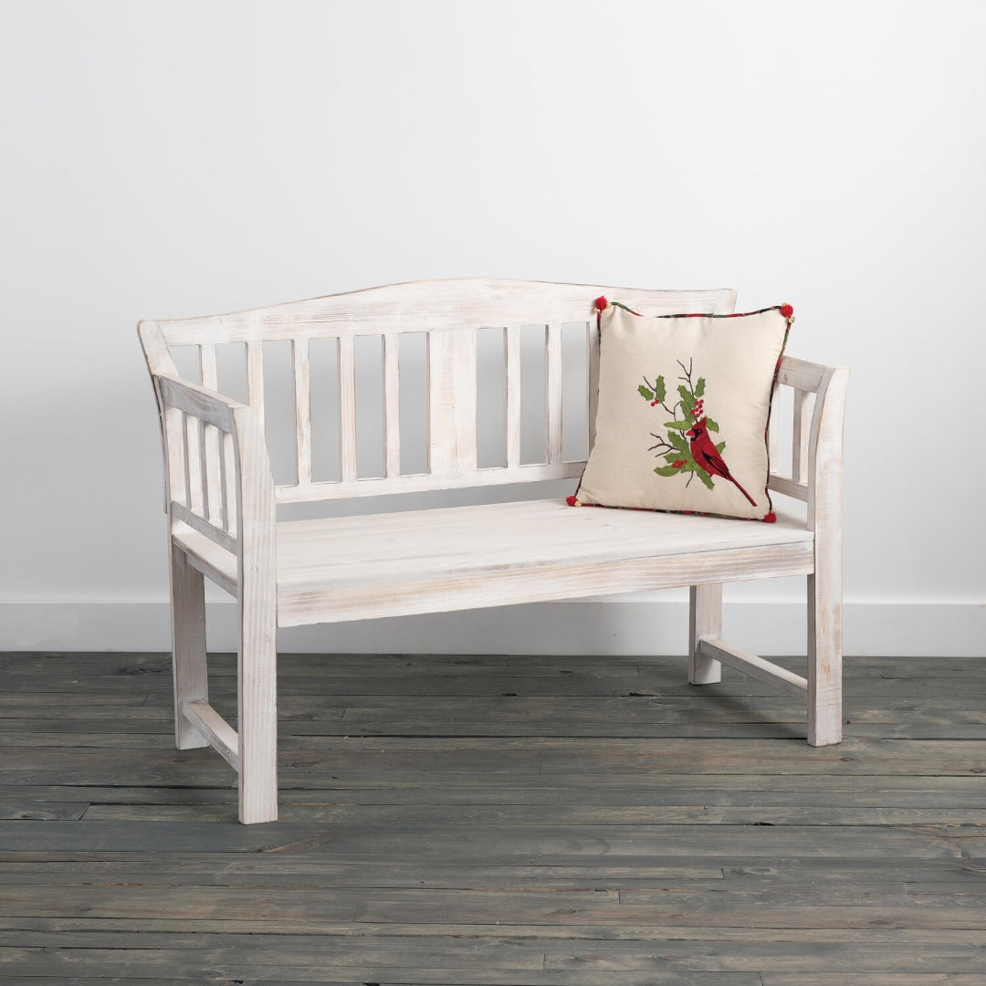 Versatile Whitewashed Wood Bench