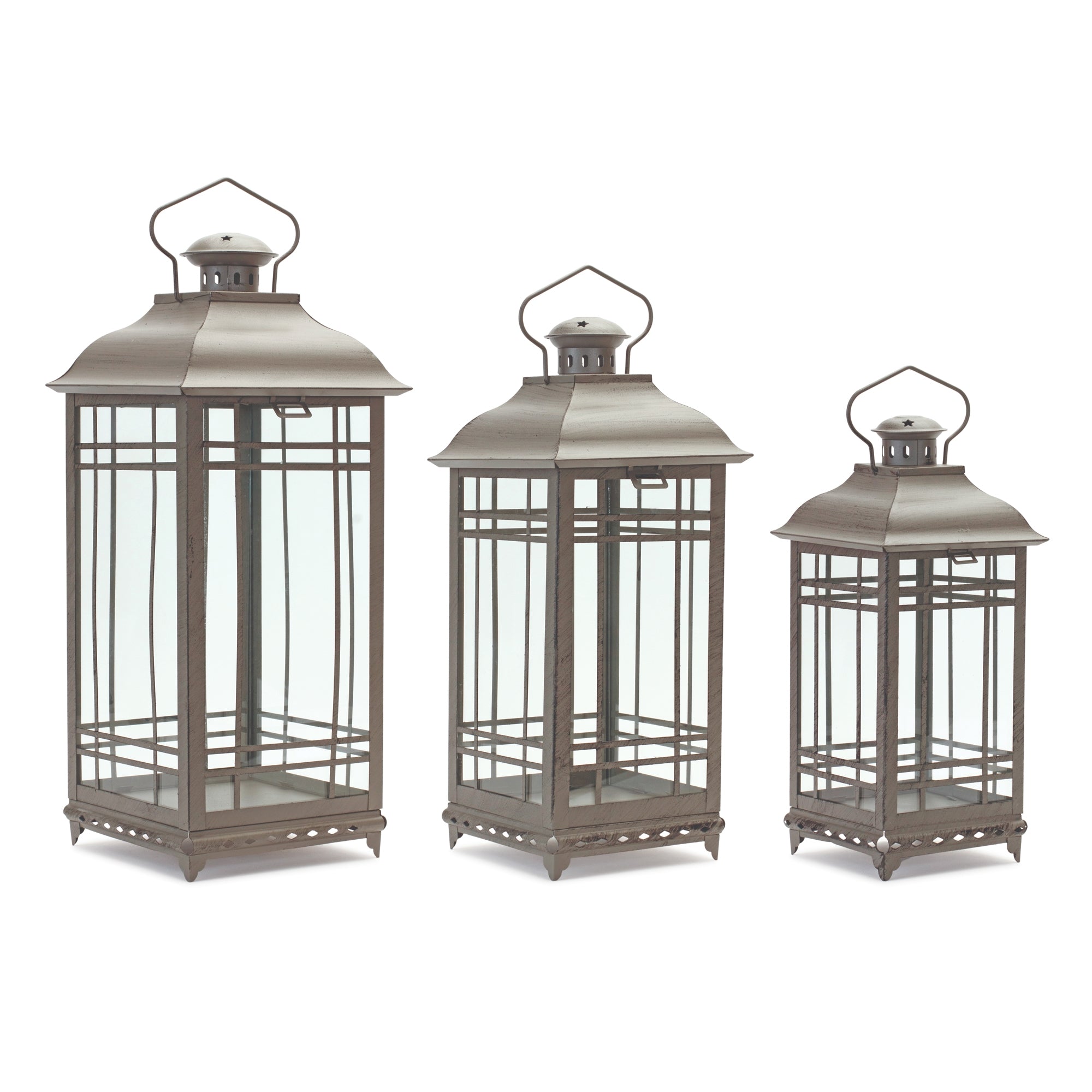 Lantern (Set of 3) 14"H, 17"H, 20"H Metal/Glass