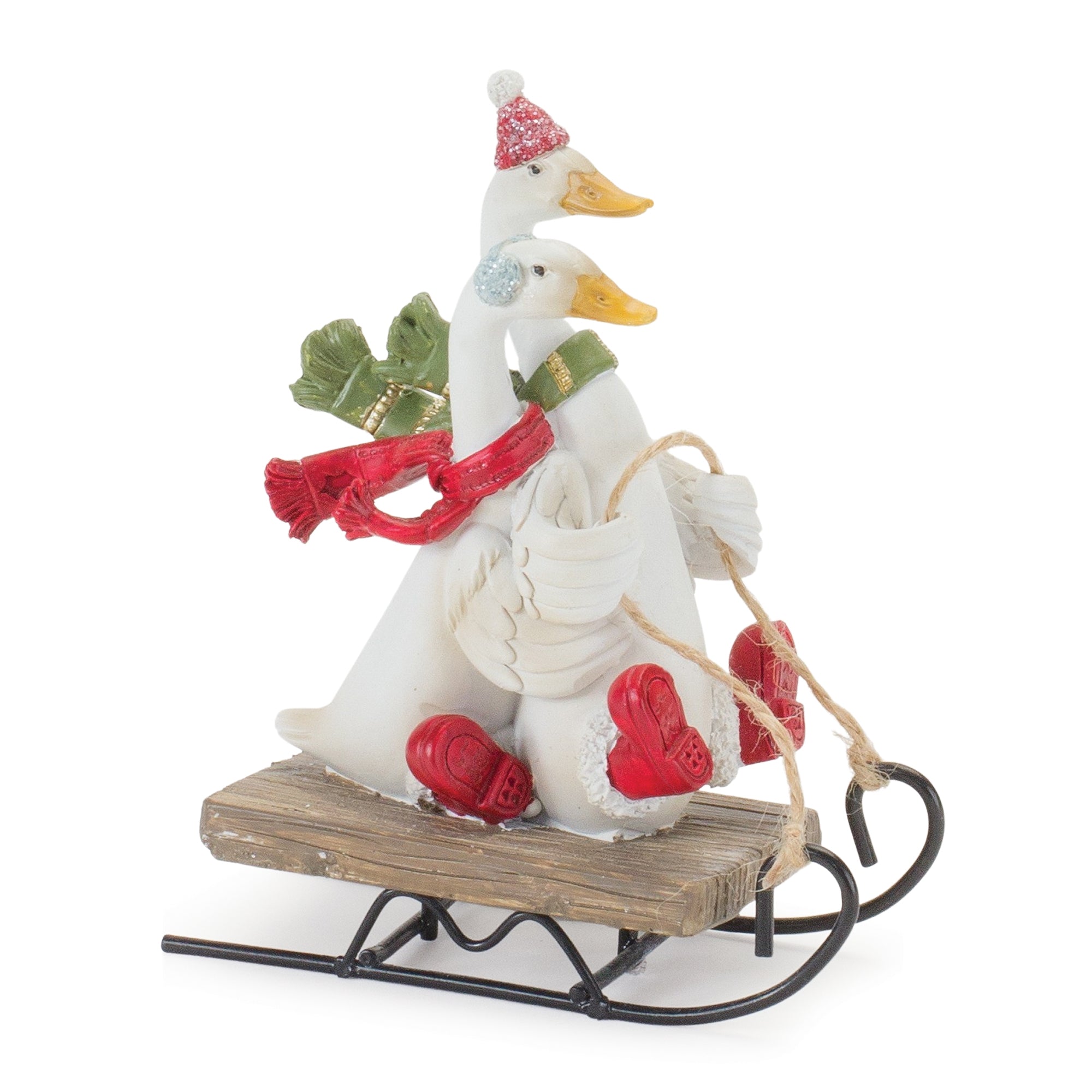 Geese on Sled (Set of 4) 5.25"H Resin