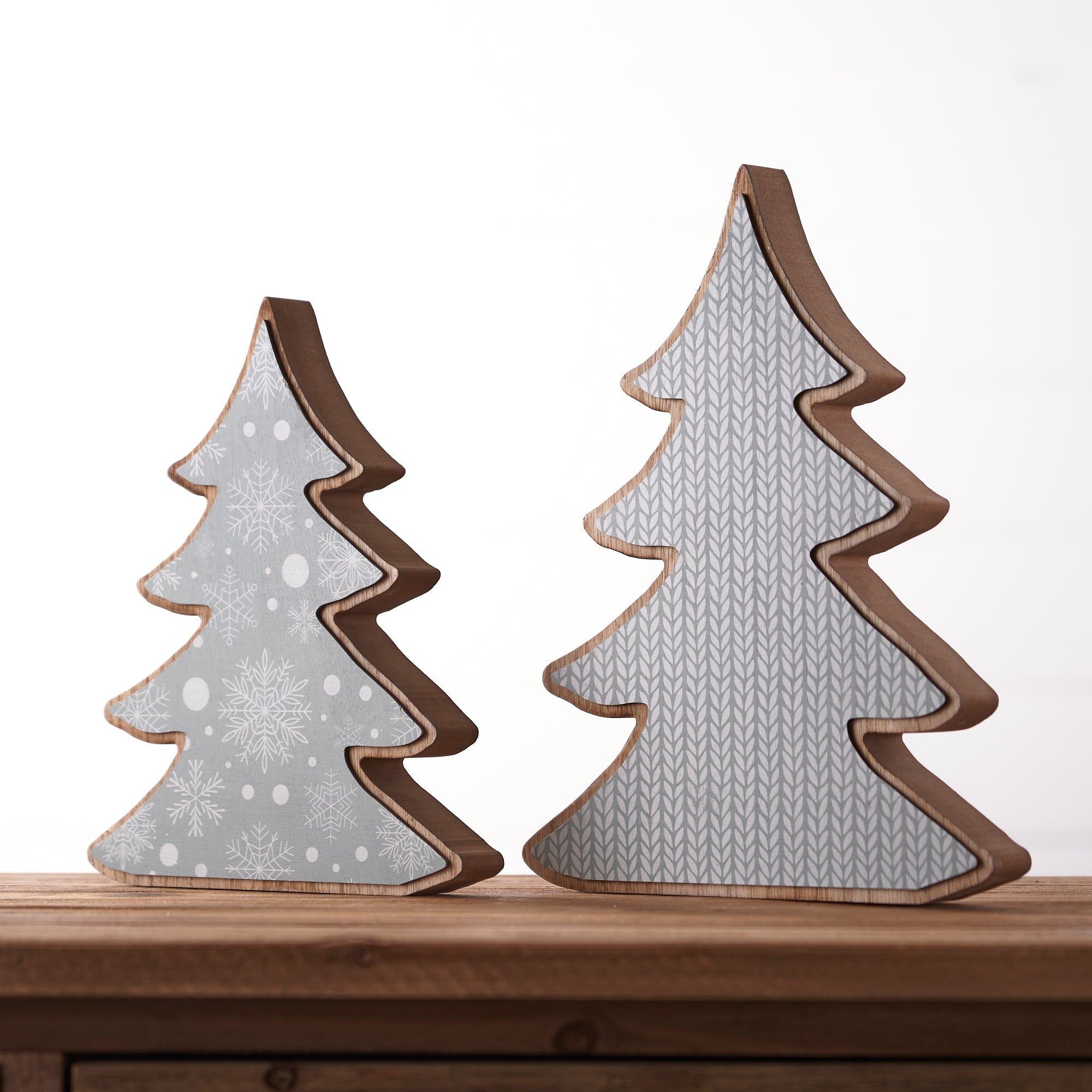 Tree (Set of 2) 9.75"H, 11.75"H Wood