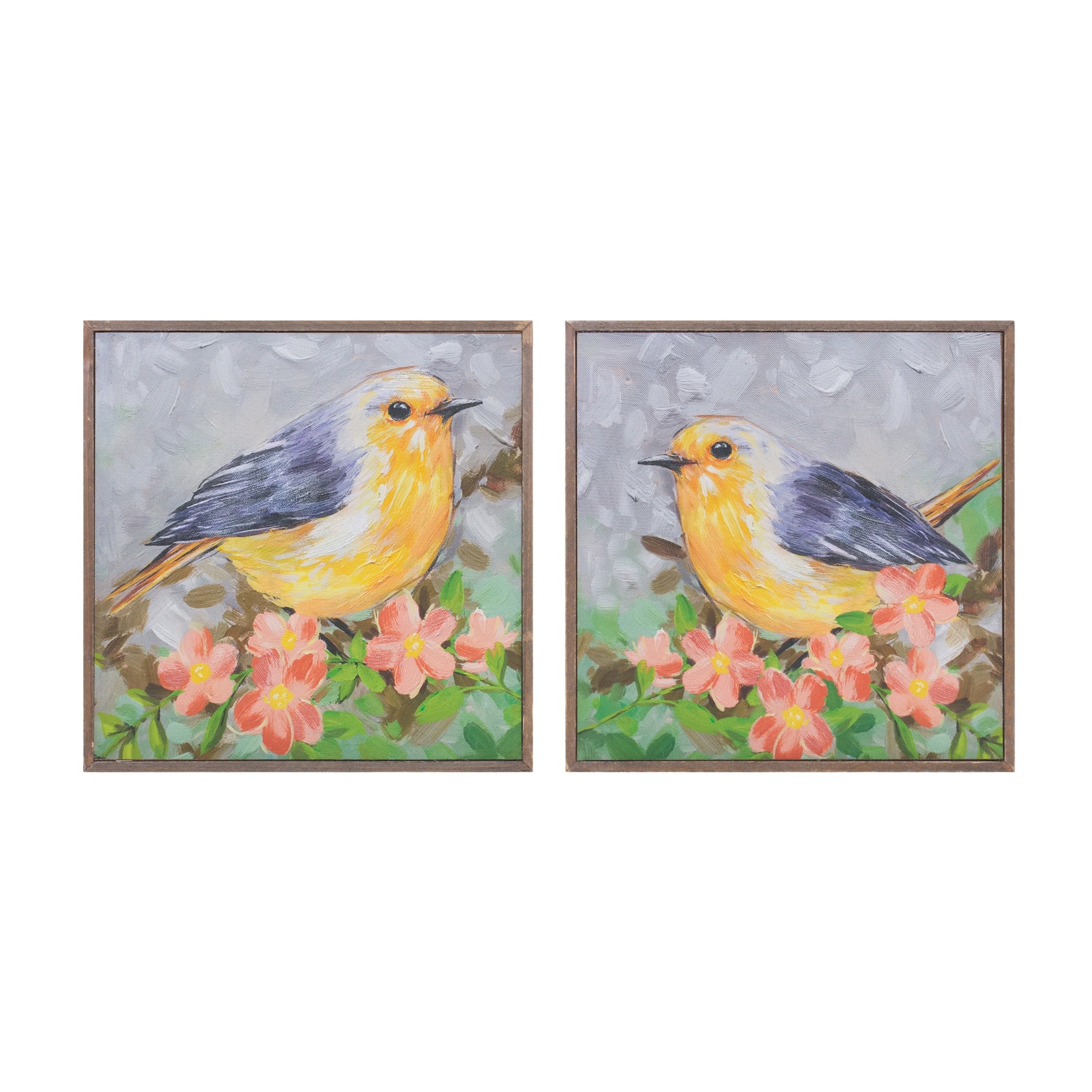 Bird Block (Set of 4) 10"SQ Wood/Canvas