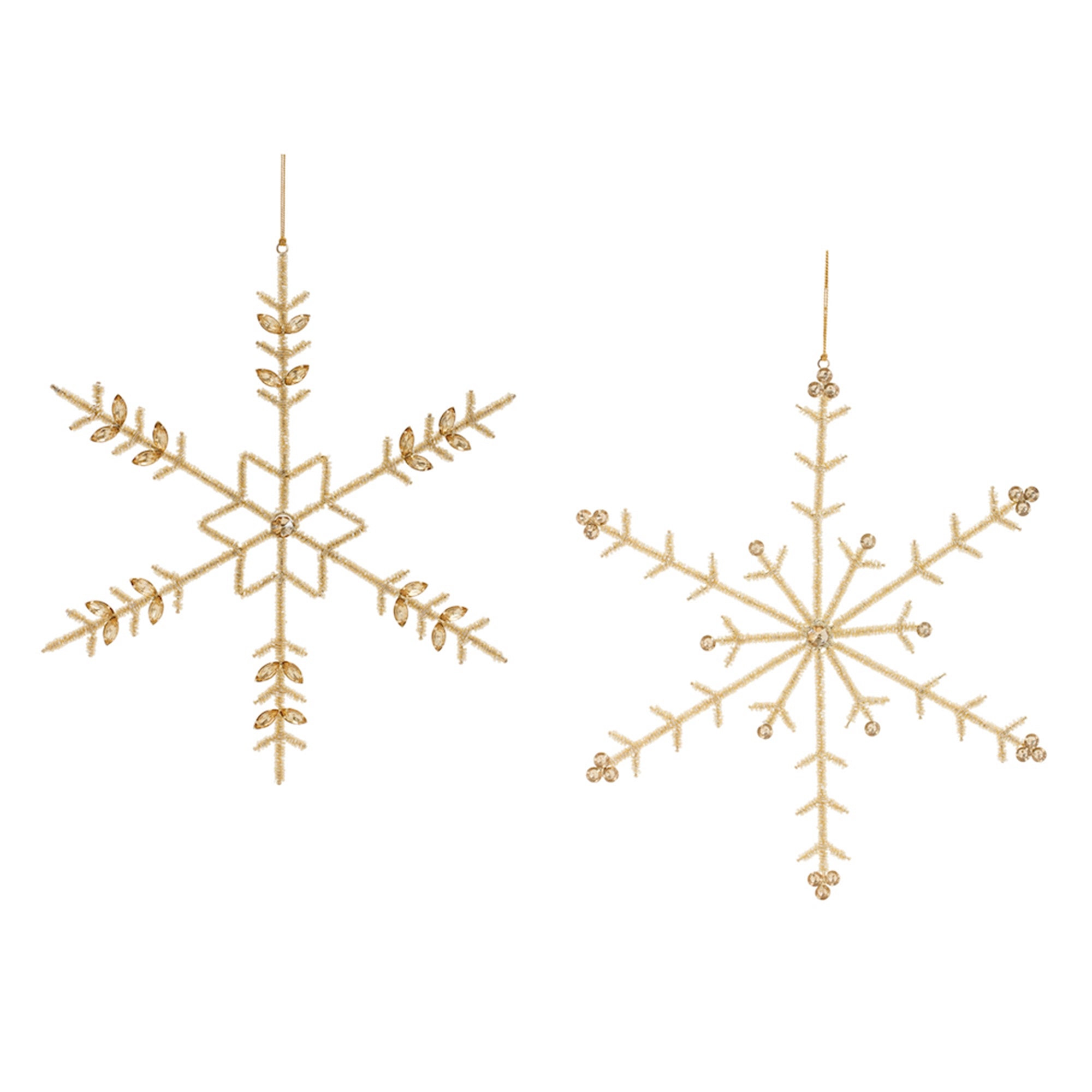 Snowflake Ornament (Set of 6) 12"H Iron/Glass Beads