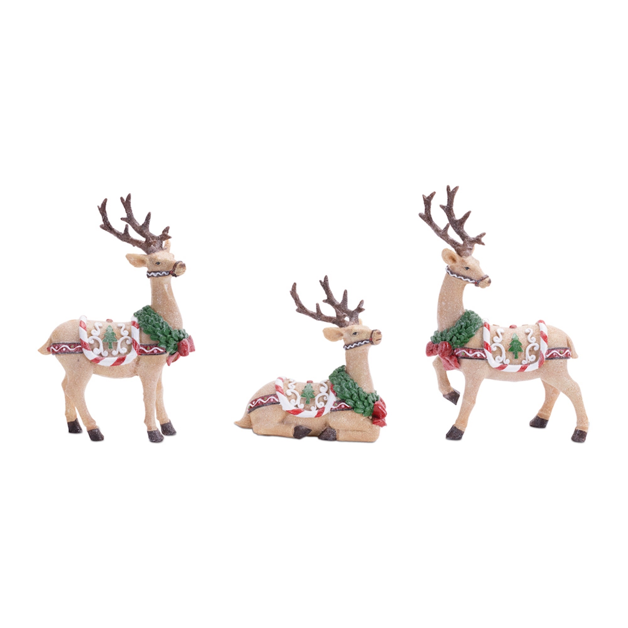 Glittered Holiday Deer Figurine (Set of 3)