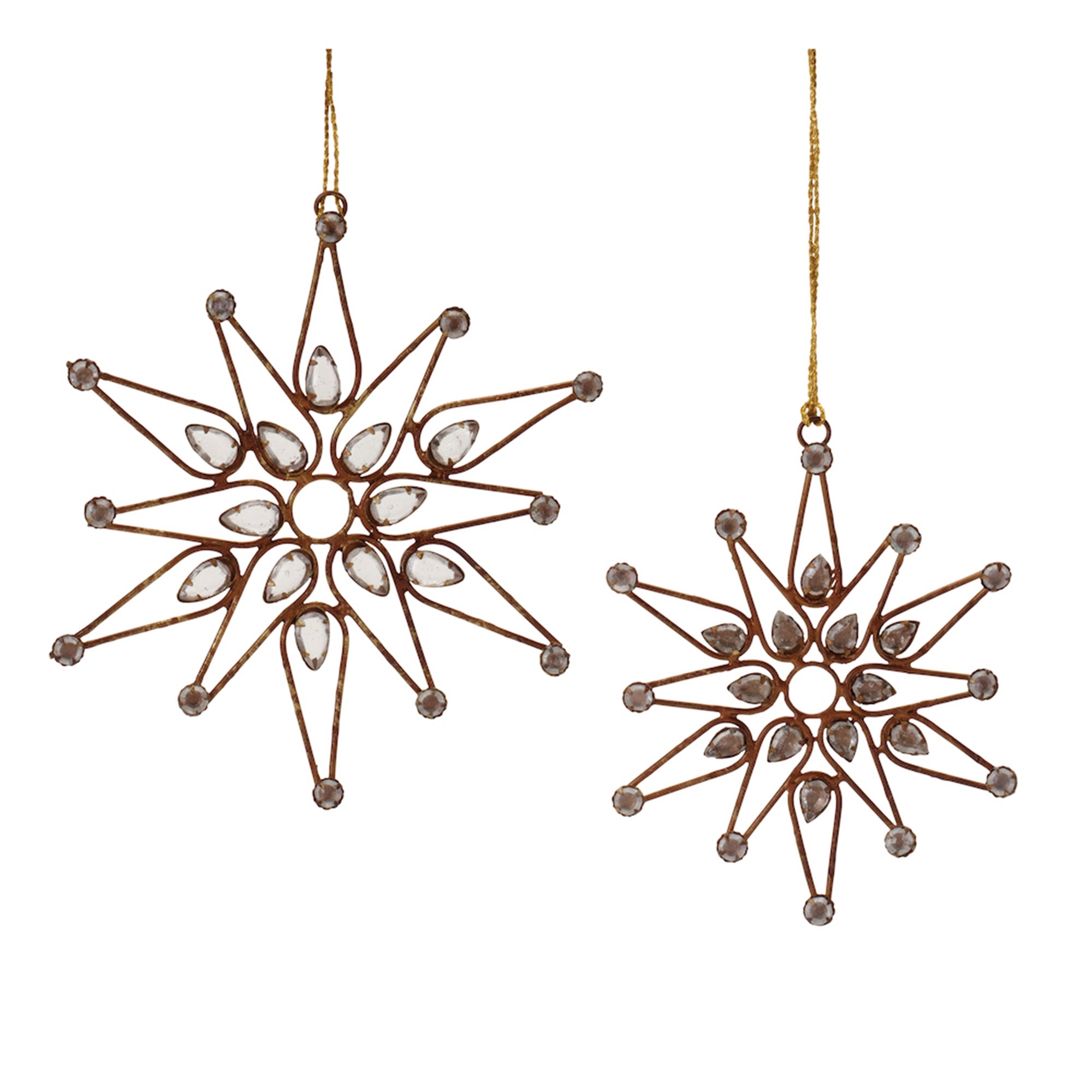 Bronze Jeweled  Snowflake Ornament (Set of 12)