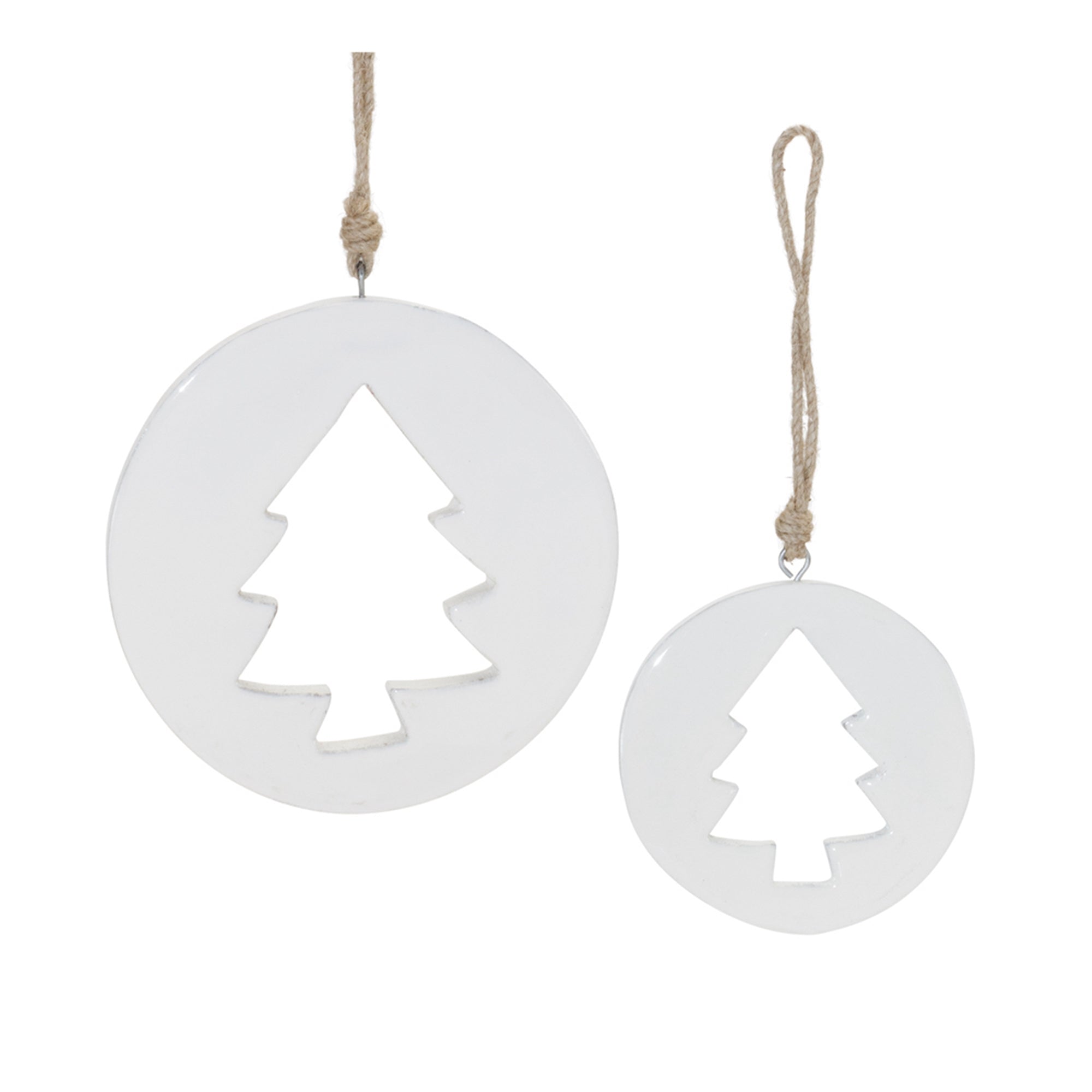 White Wood Pine Tree Cut-Out Ornament (Set of 12)