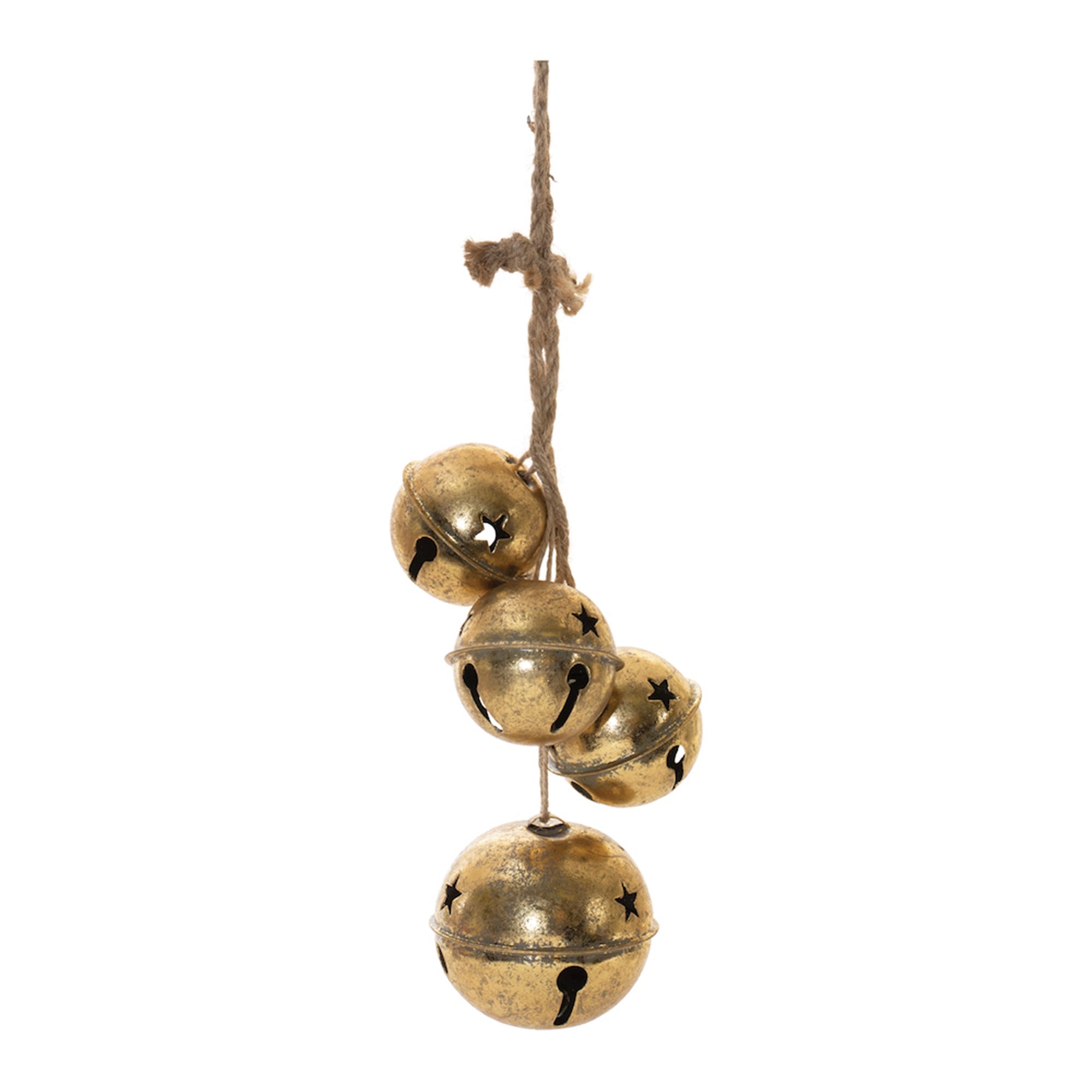 Distressed Sleigh Bell Cluster Ornament (Set of 2)