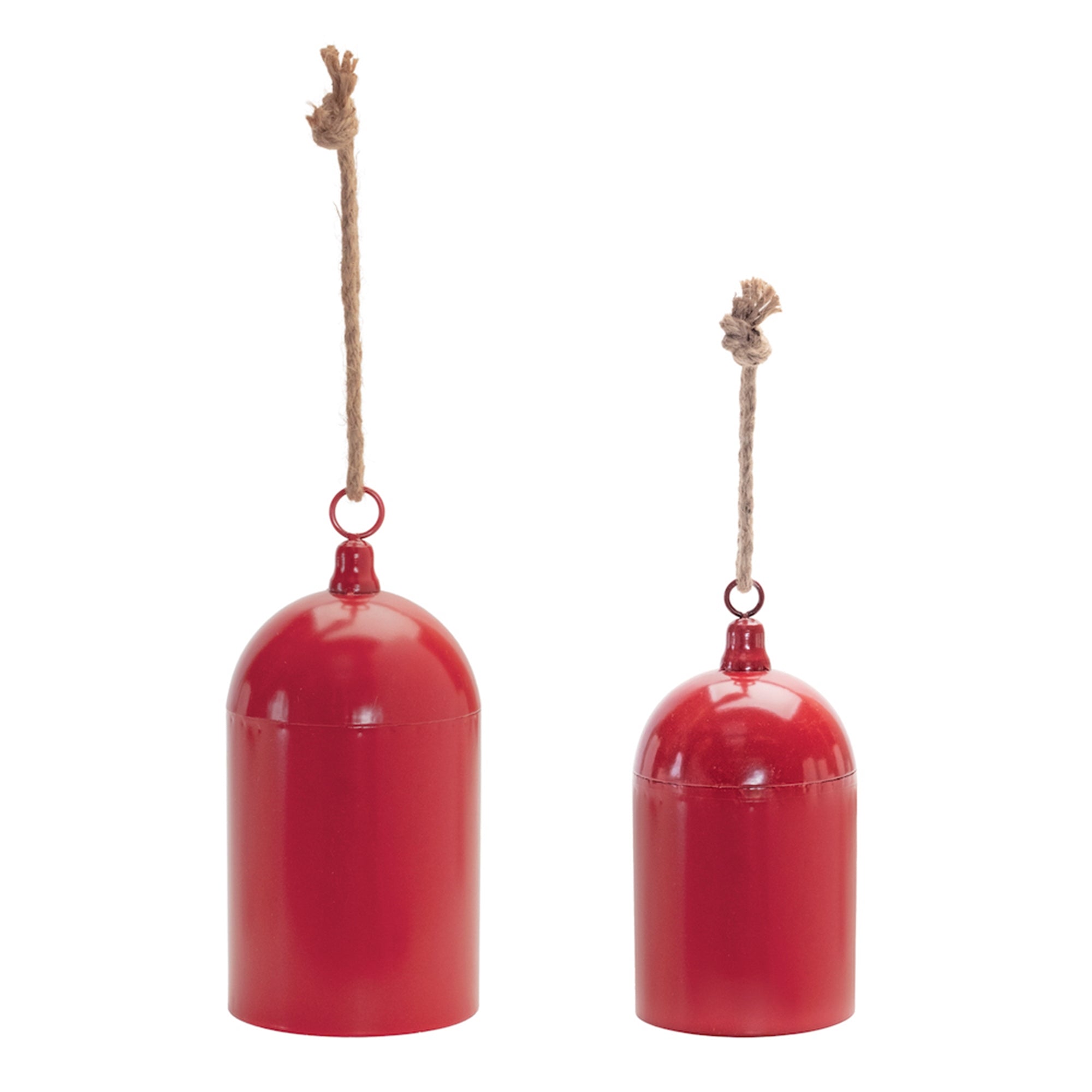 Red Metal Bell Ornament (Set of 2)