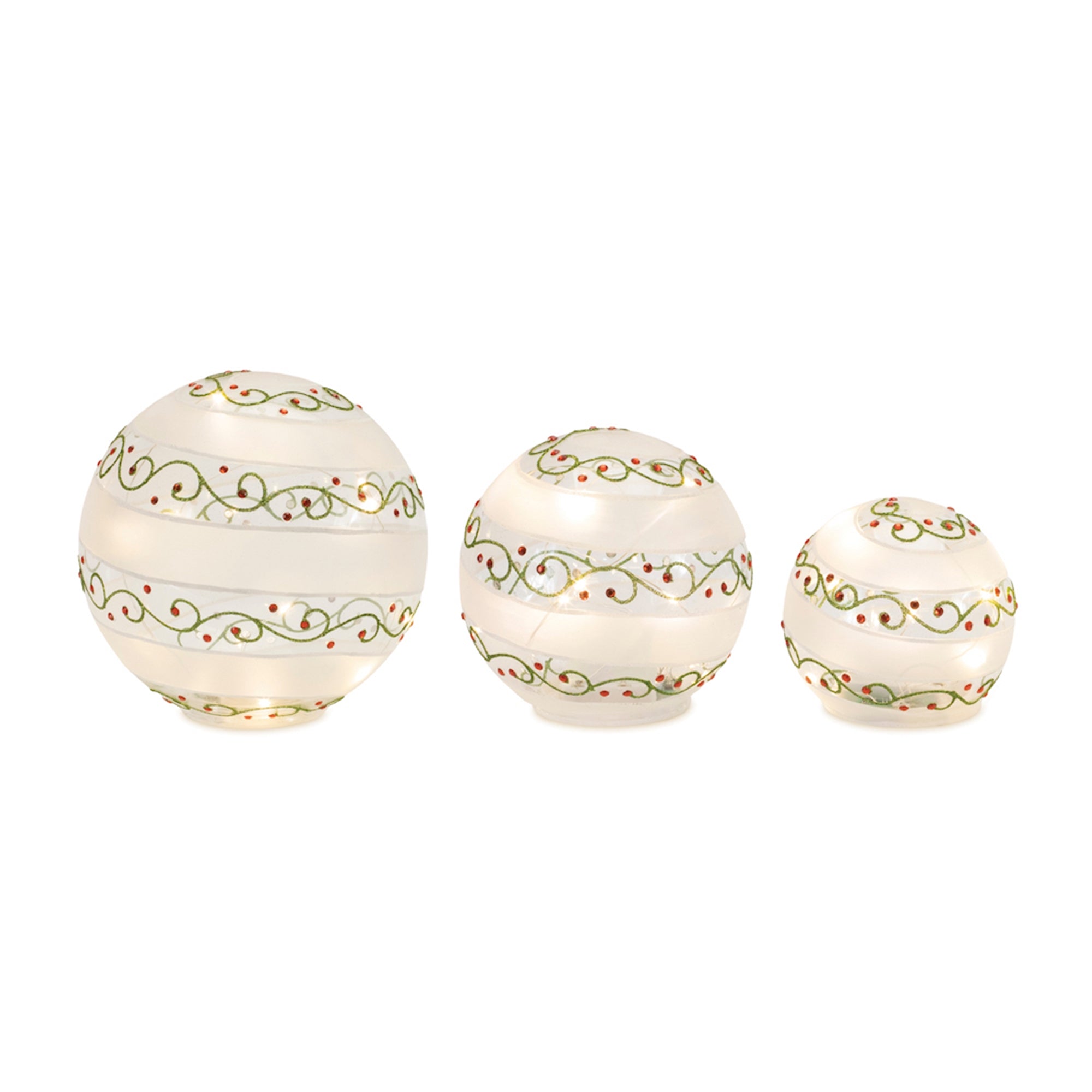 LED Beaded Holiday Swirl Globe (Set of 3)