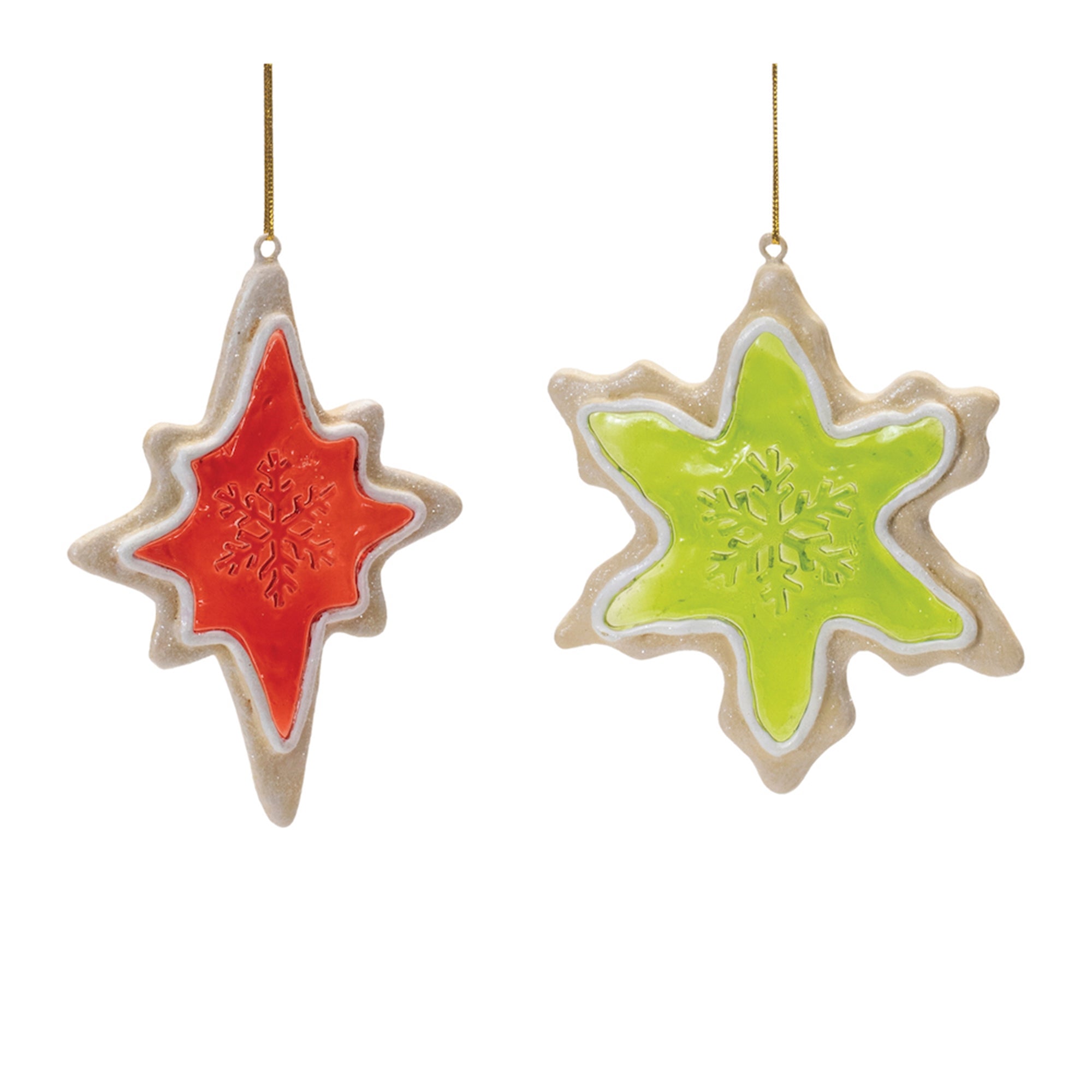 Frosted Cookie Star and Snowflake Ornament (Set of 6)