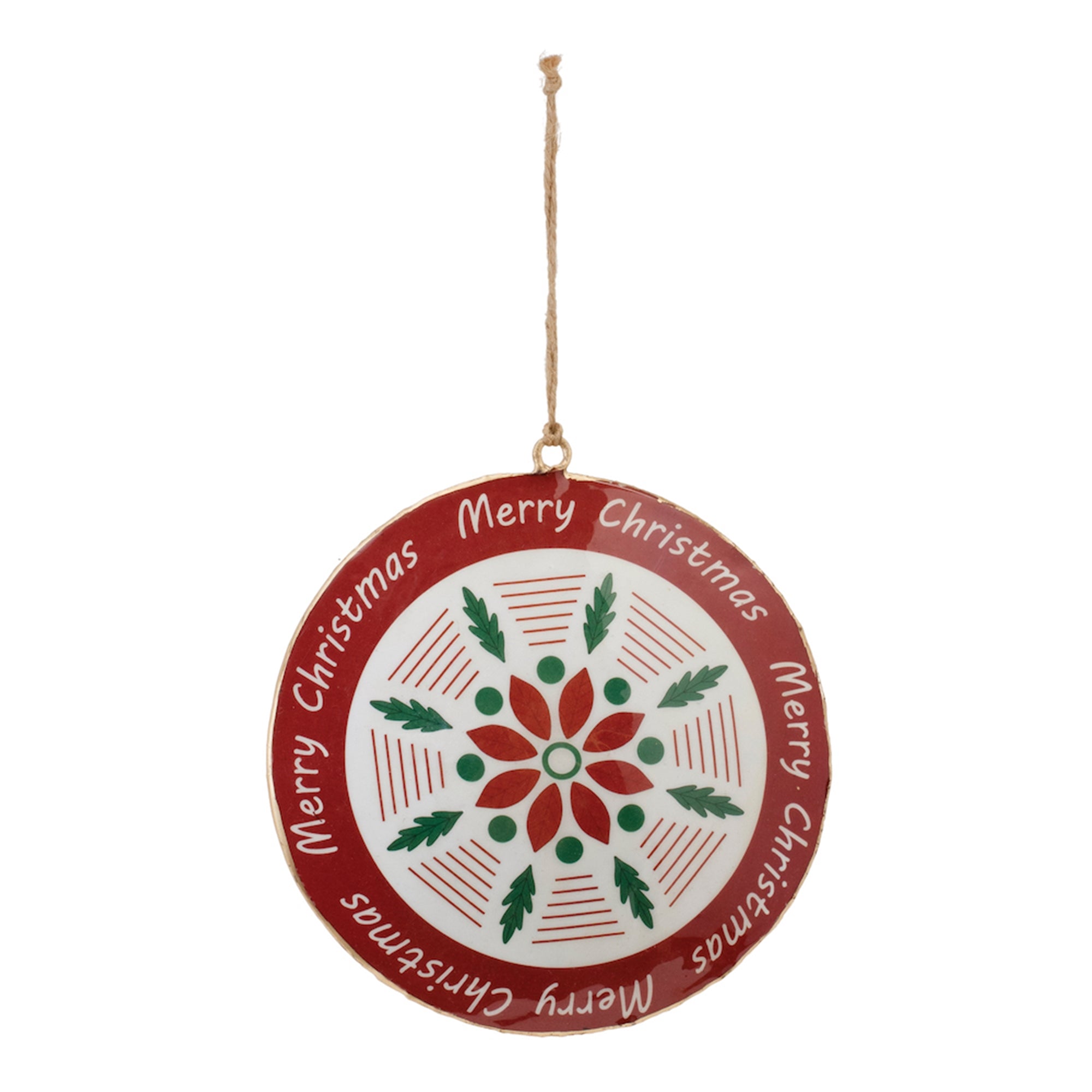 Metal Merry Christmas Snowflake Disc Ornament (Set of 6)