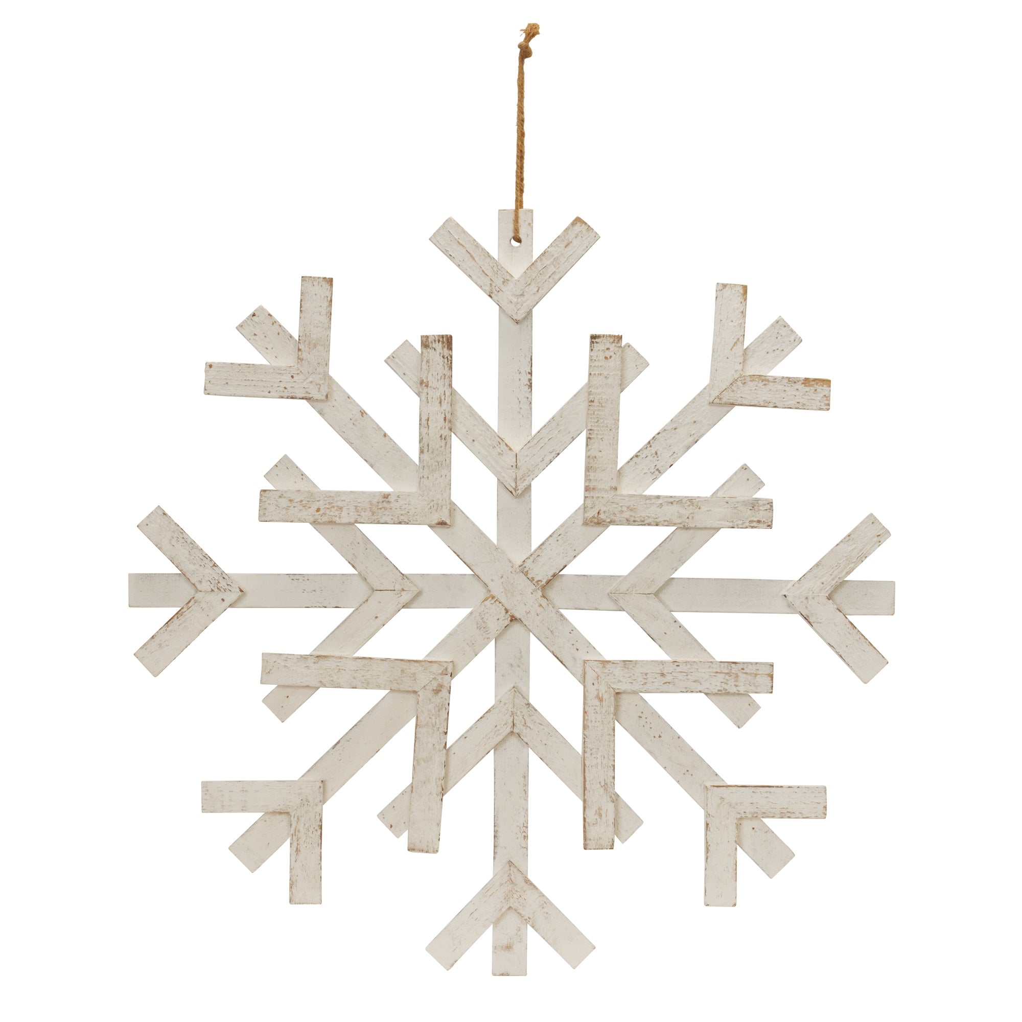 Distressed Fir Wood Snowflake 24"D