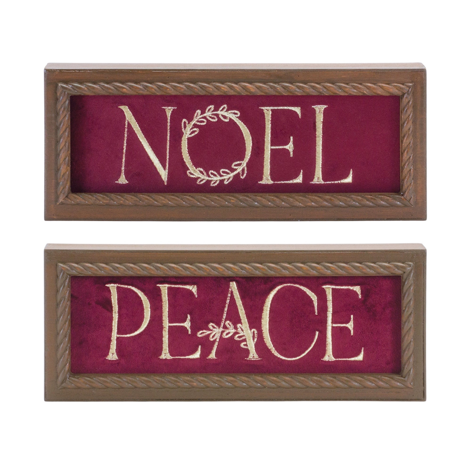 Framed Noel and Peace Wall Sign (Set of 2)