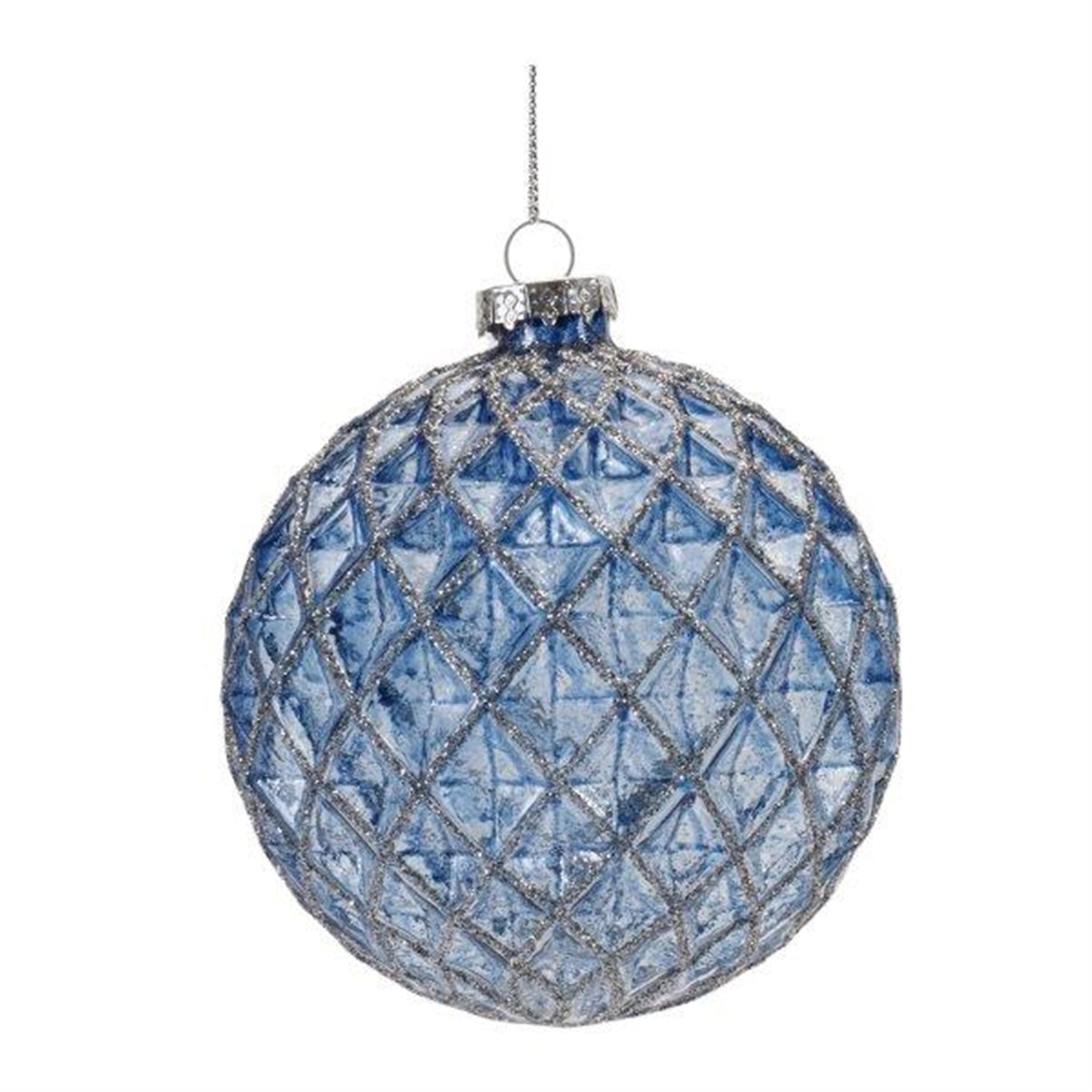 Blue Glittered Harlequin Glass Ball Ornament (Set of 6)