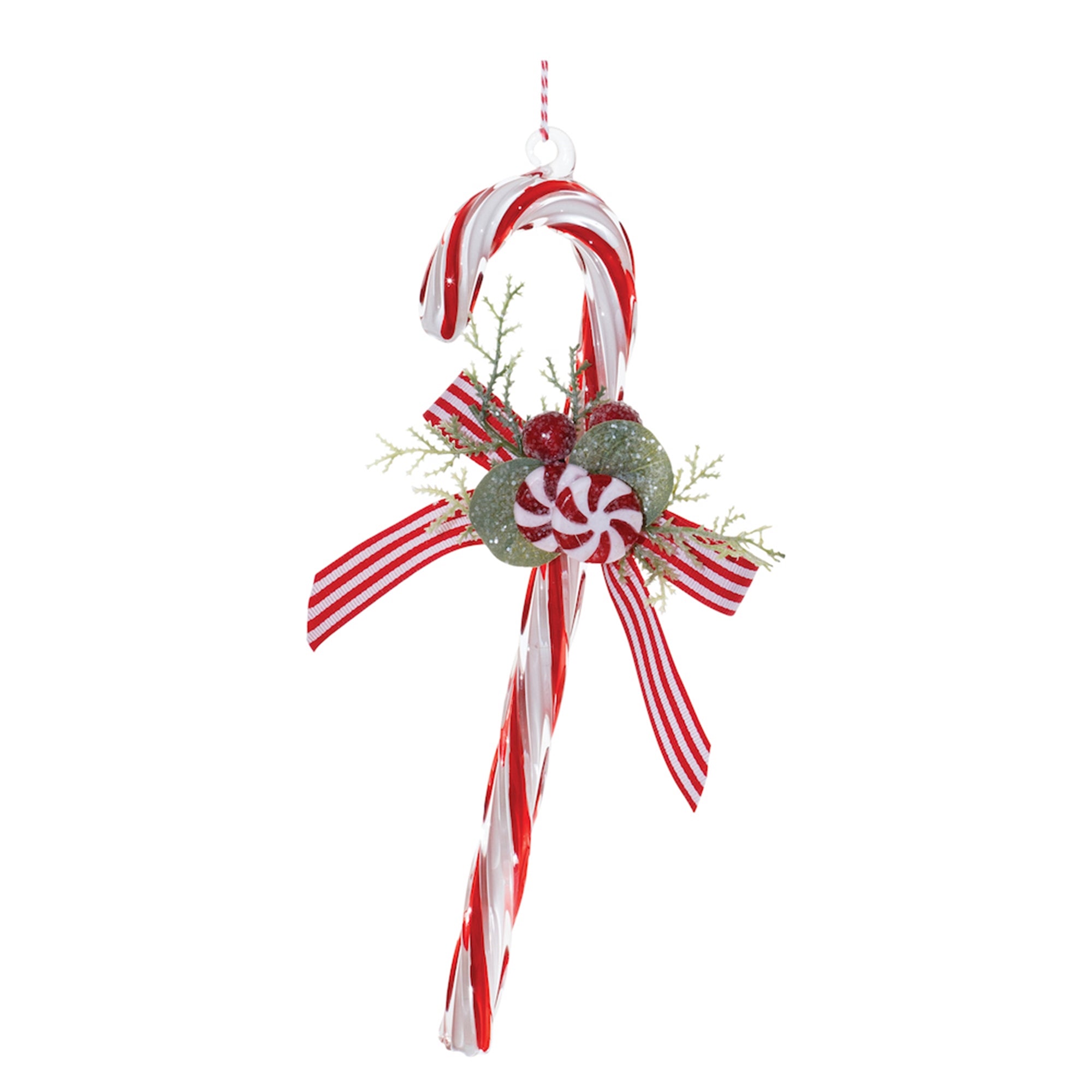 Glass Peppermint Candy Cane Ornament (Set of 12)