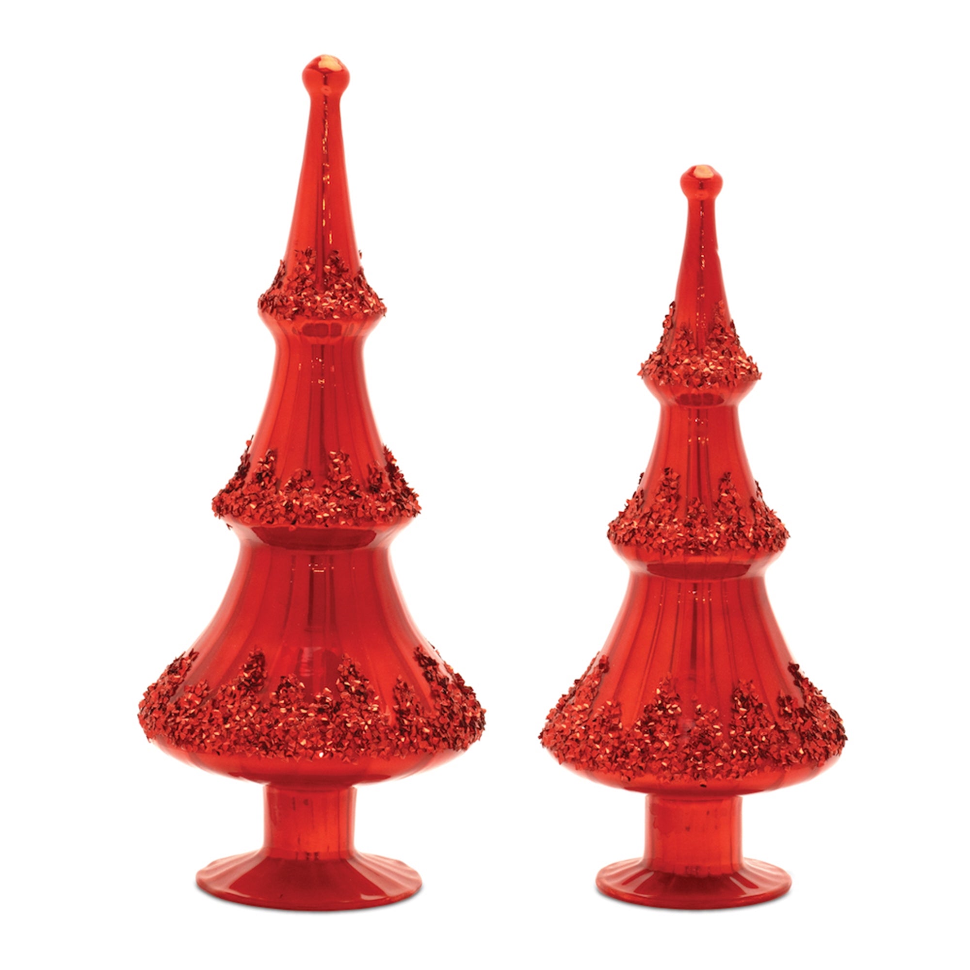 Red Beaded Glass Holiday Tree (Set of 2)