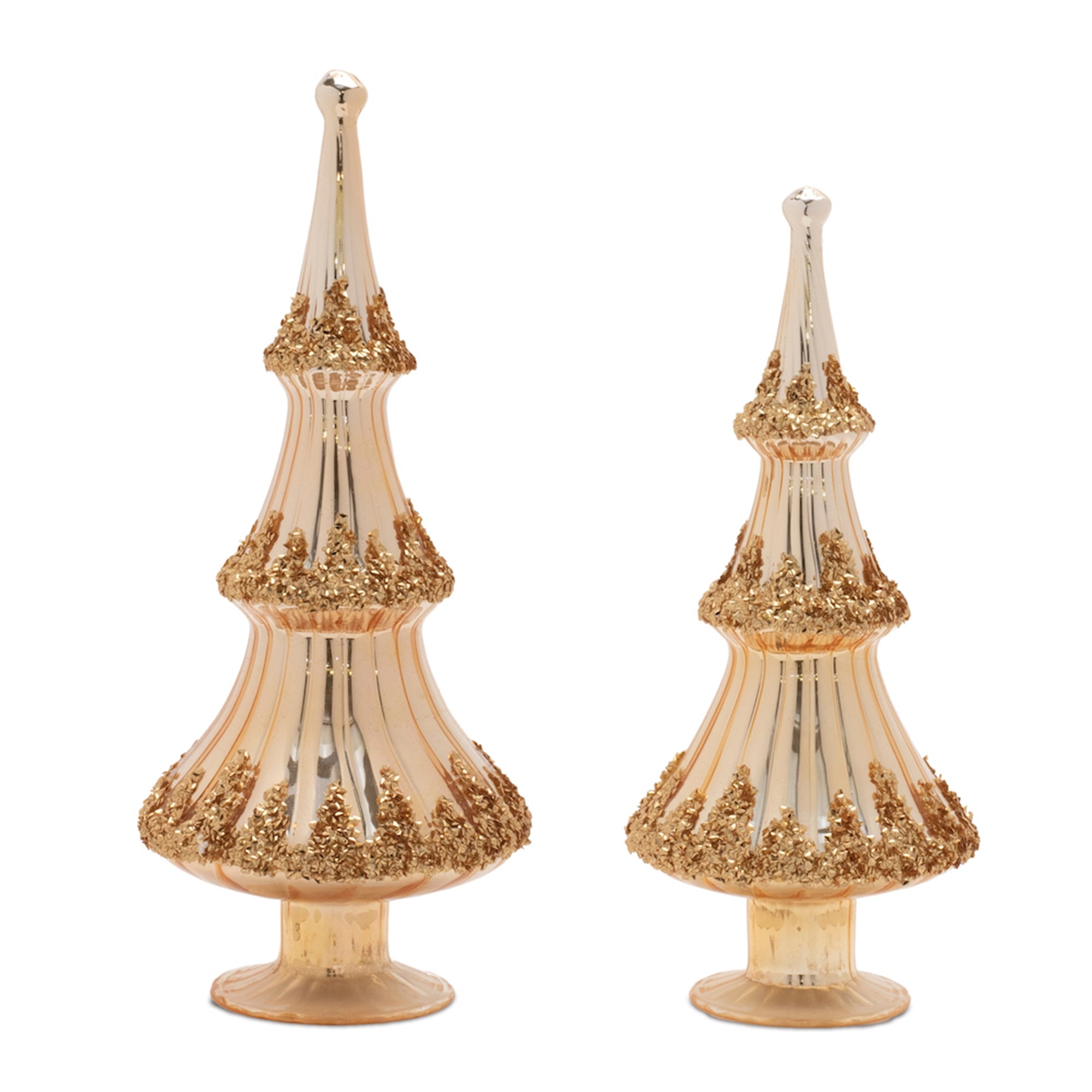 Gold Beaded Glass Holiday Tree (Set of 2)