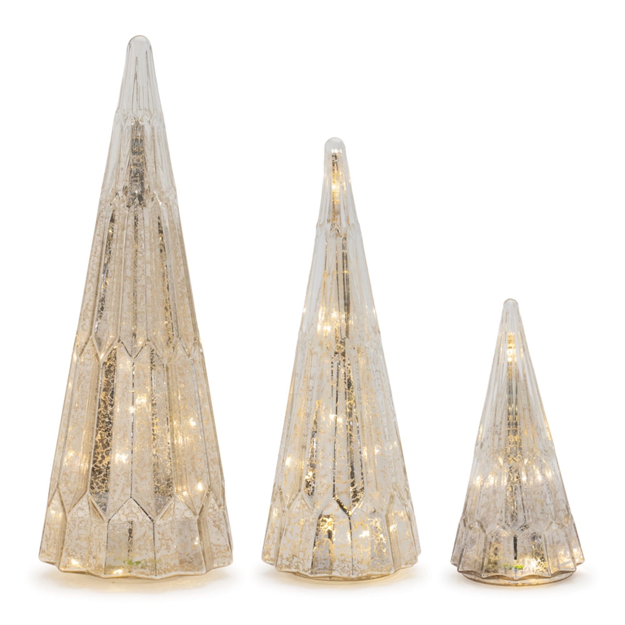 LED Geometric Mercury Glass Tree (Set of 3)