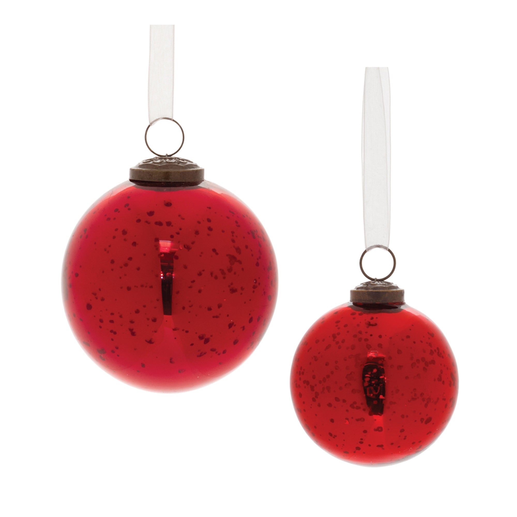 Red Distressed Mercury Glass Ball Ornament (Set of 6)