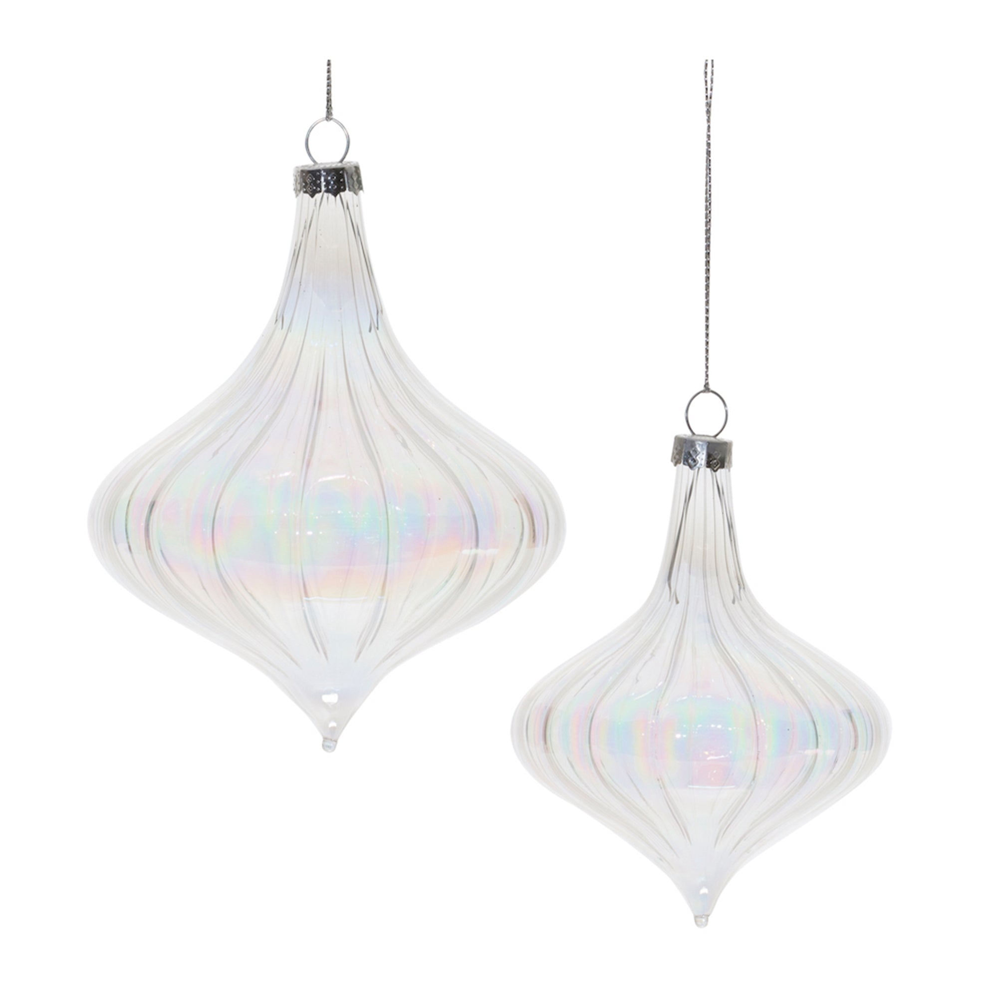 Clear Iridescent Glass Onion Ornament (Set of 6)