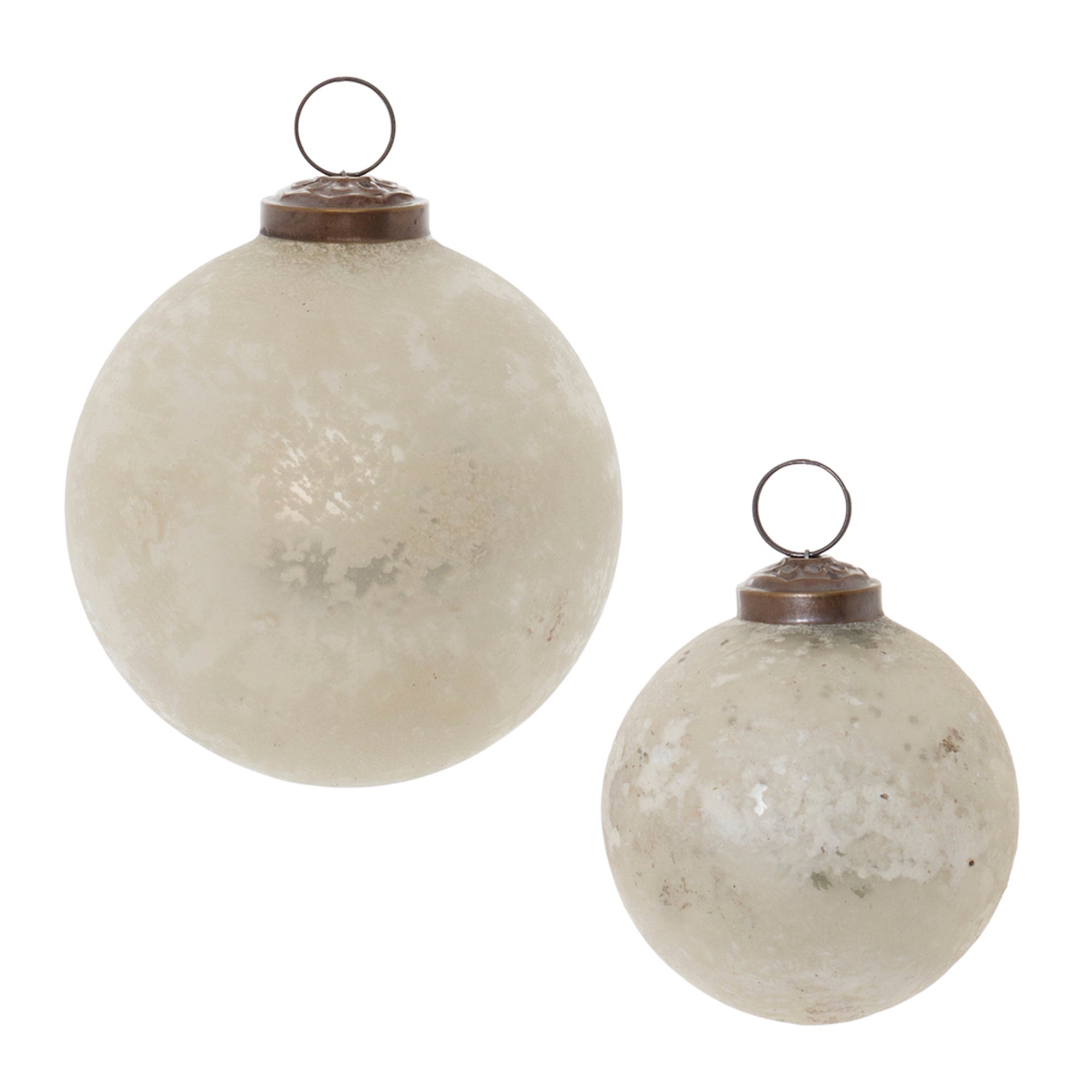 Beige Soda Lime Glass Ball Ornament (Set of 12)