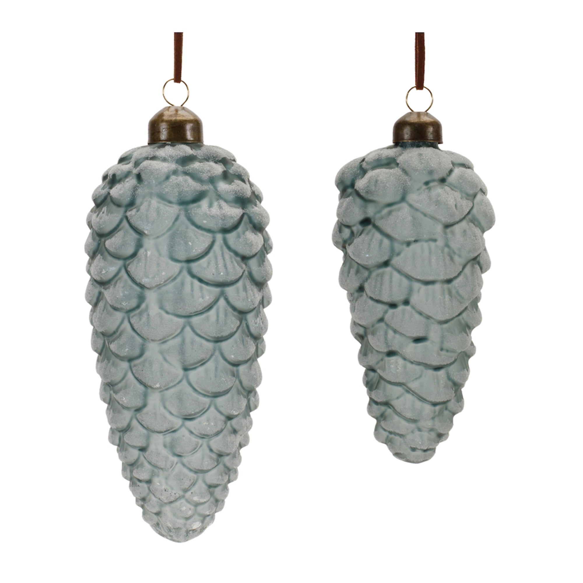 Frosted Glass Pinecone Drop Ornament (Set of 6)