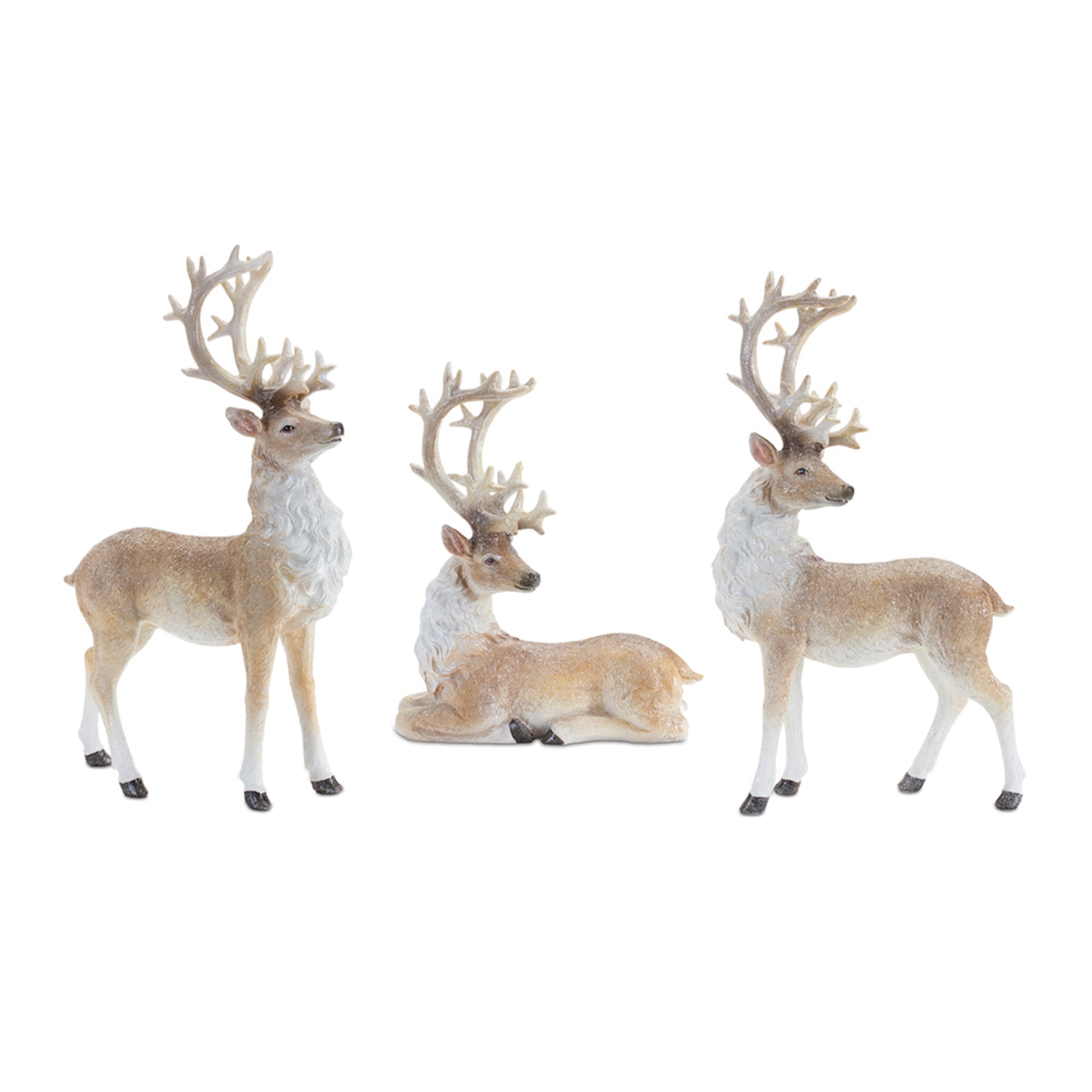 Glittered Holiday Deer Figurine (Set of 3)