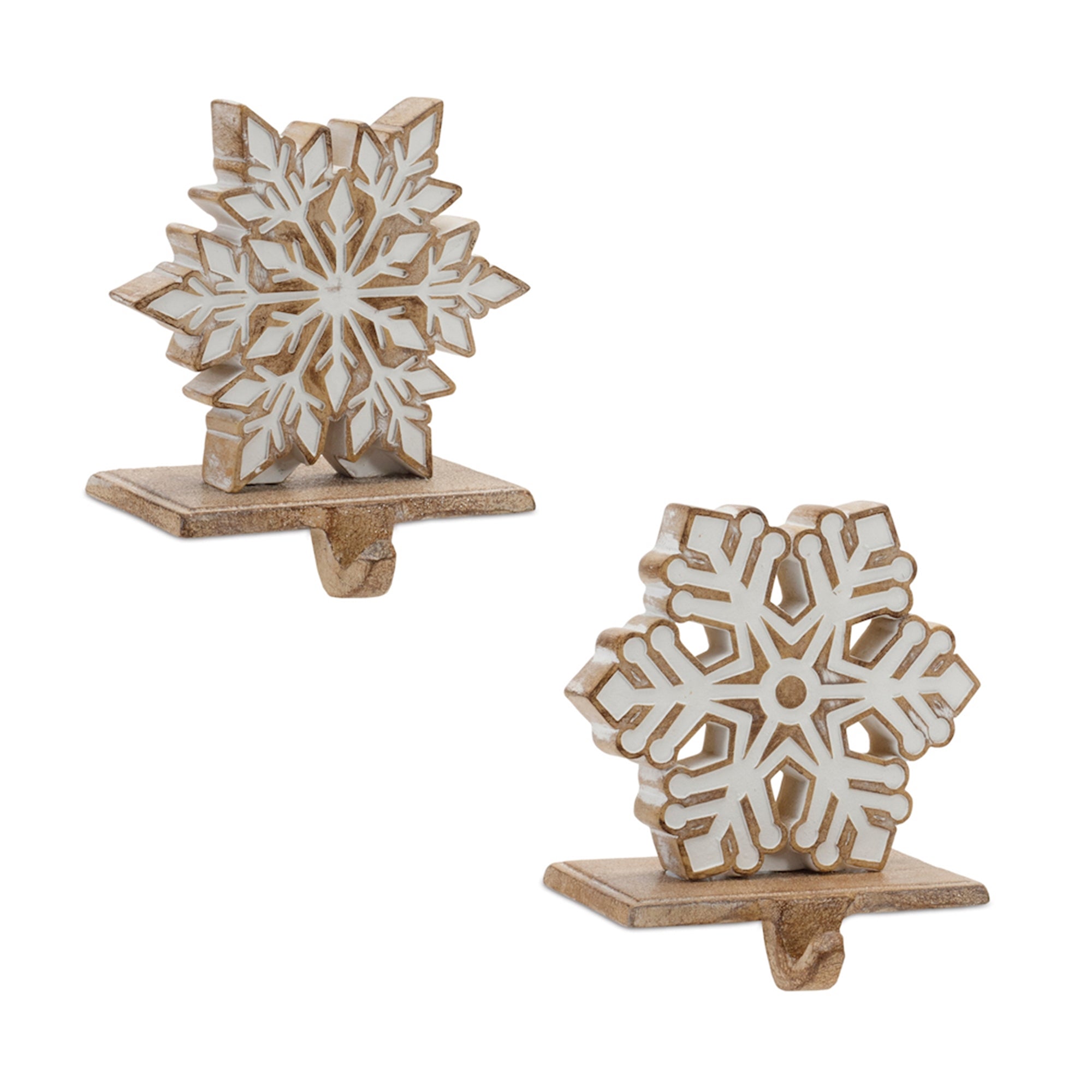 White Washed Snowflake Stocking Holder (Set of 2)