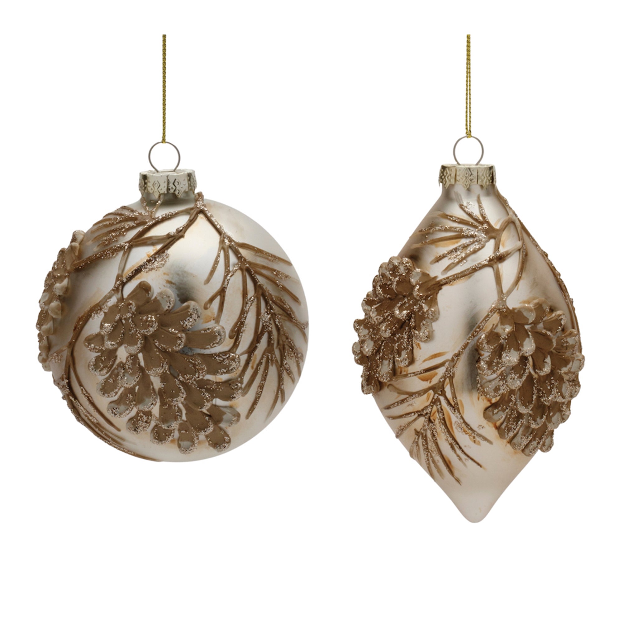 Frosted Glass Pinecone Ornament (Set of 6)