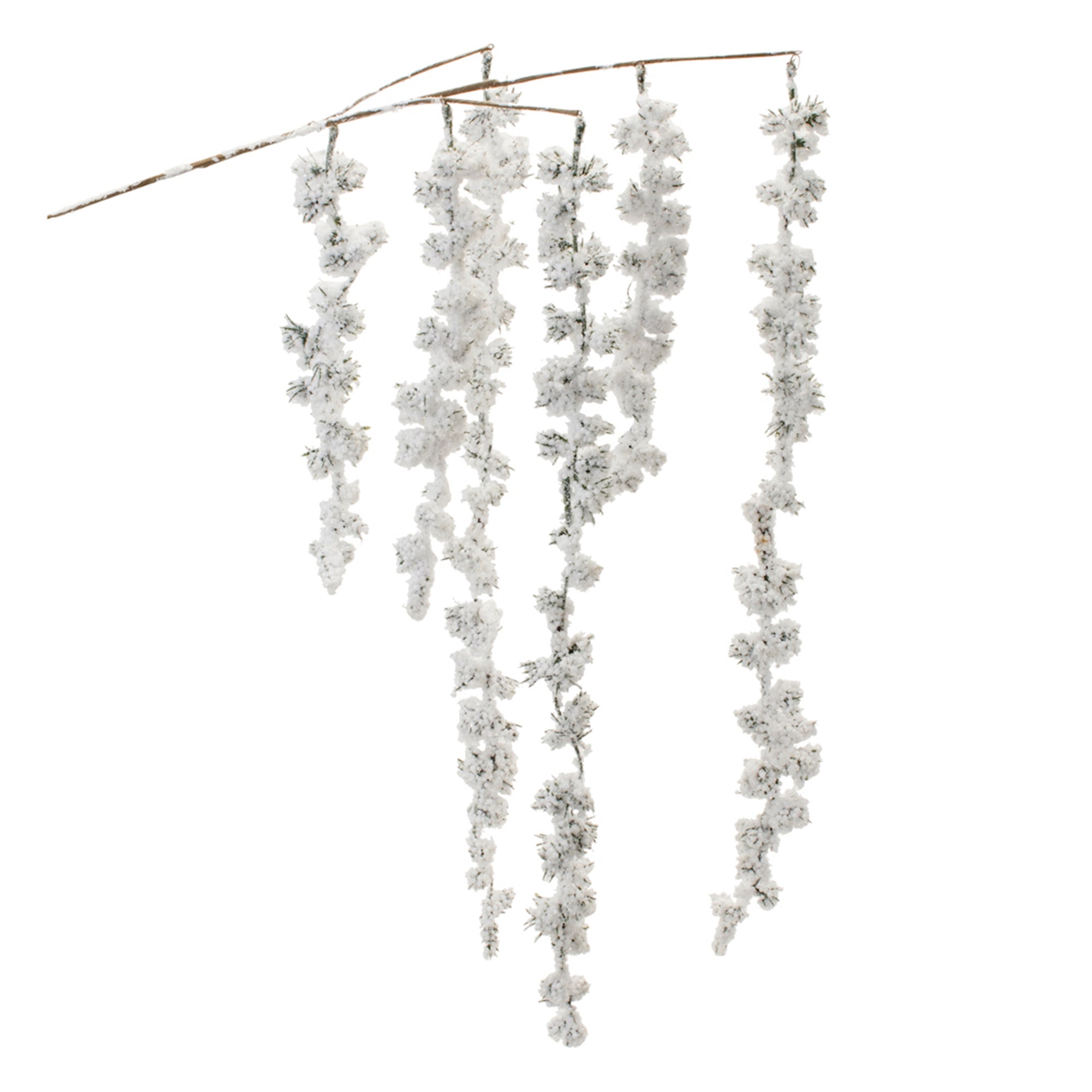 Snowy Hanging Pine Cluster Branch (Set of 2)