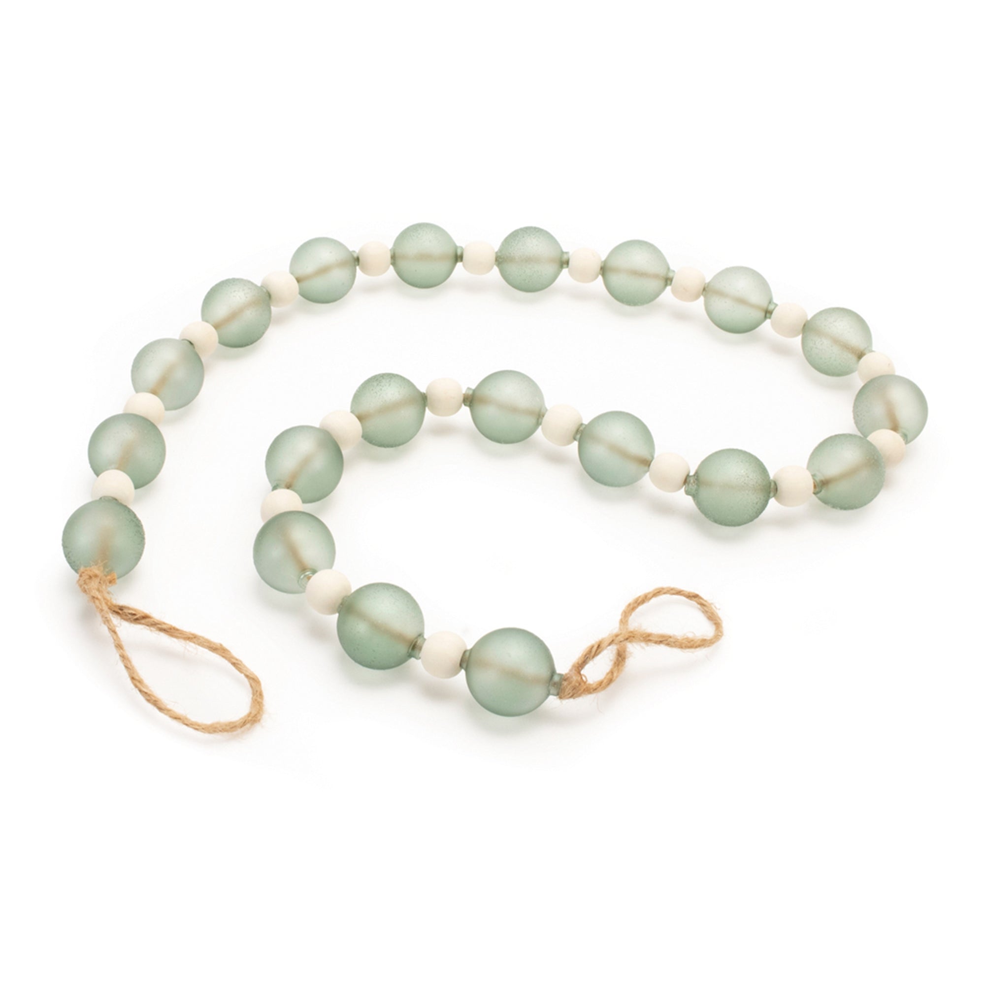 Green Glass and Wood Bead Garland (Set of 2)