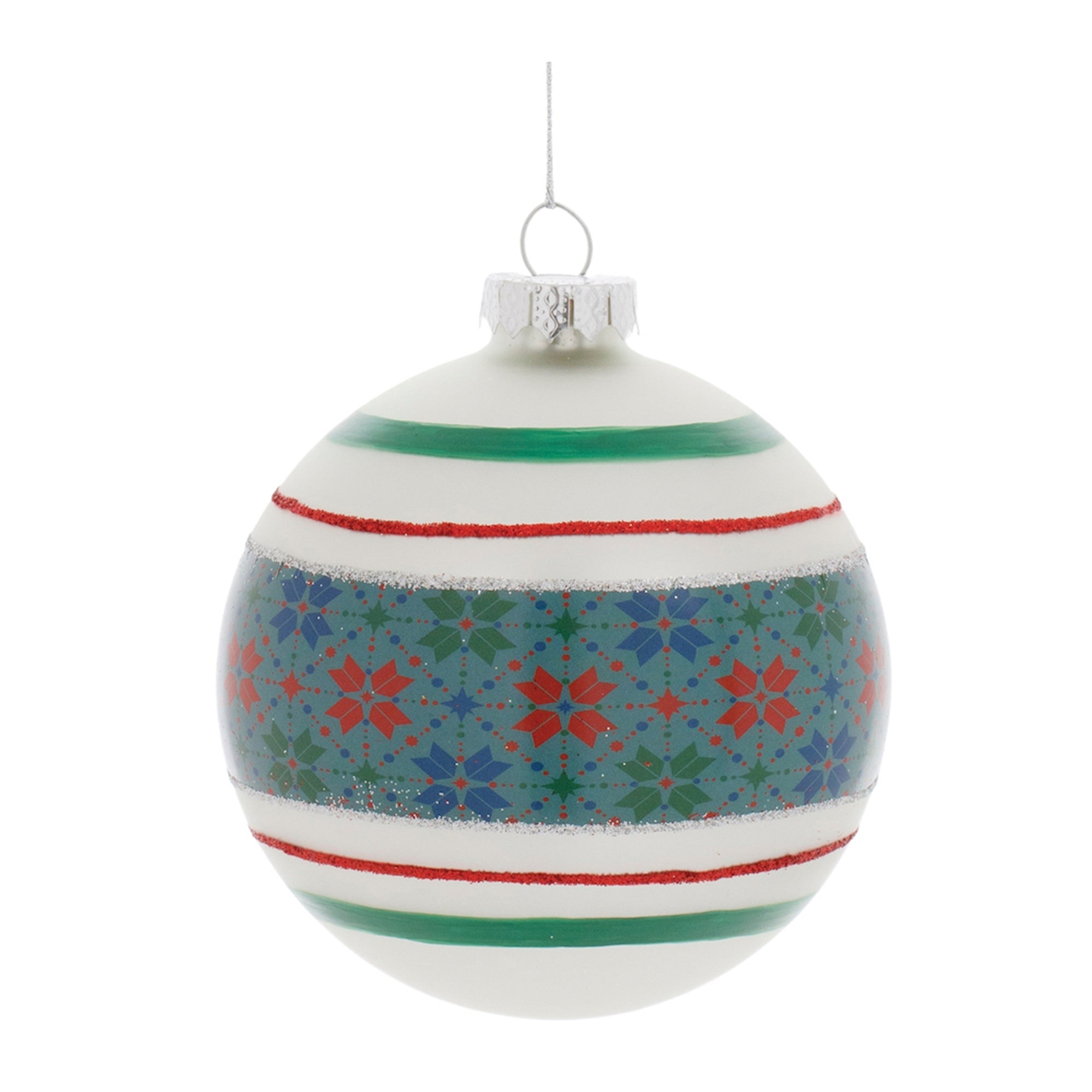 Stripe Patterened Glass Ball Ornament (Set of 6)