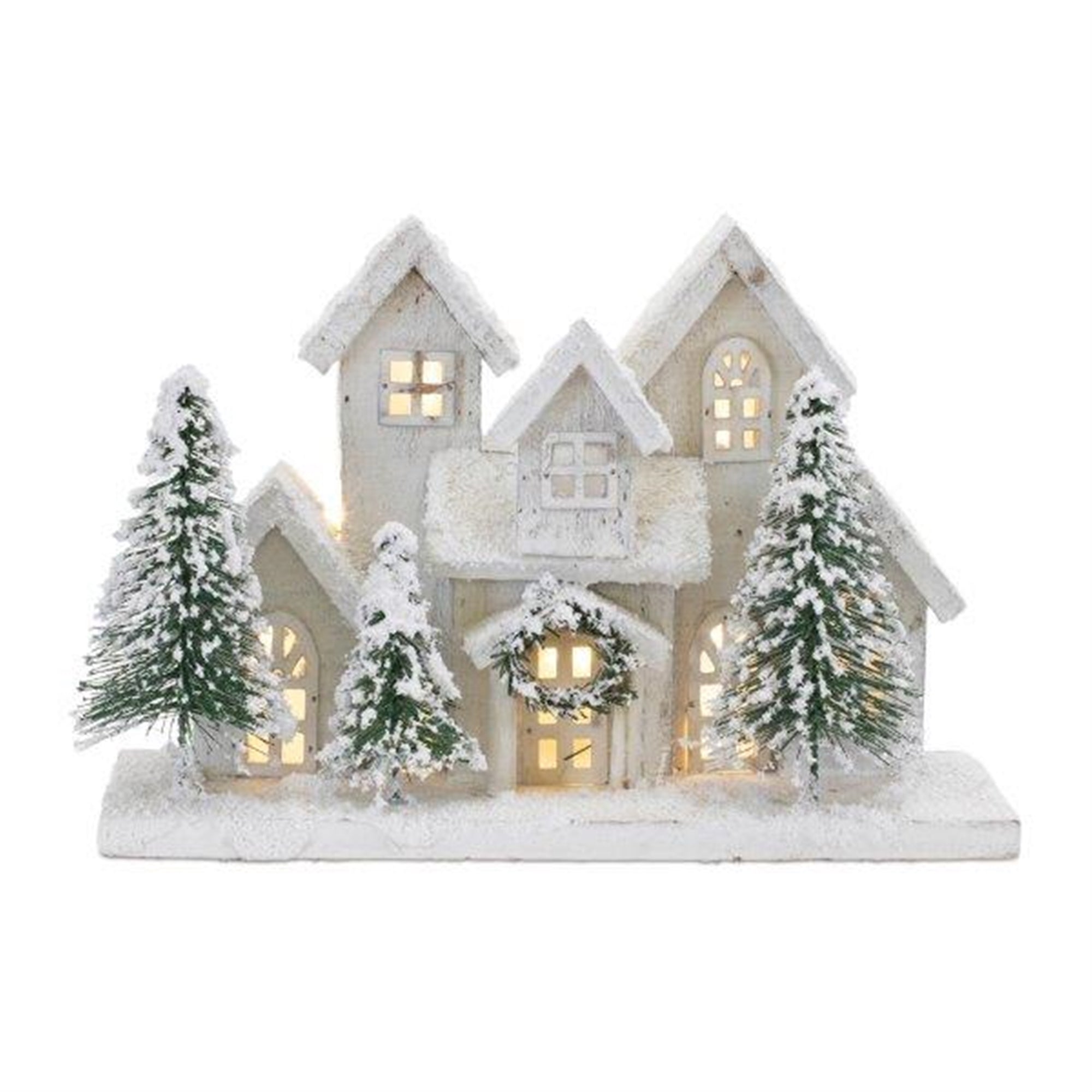 LED Flocked Holiday Village Display 12.5"L