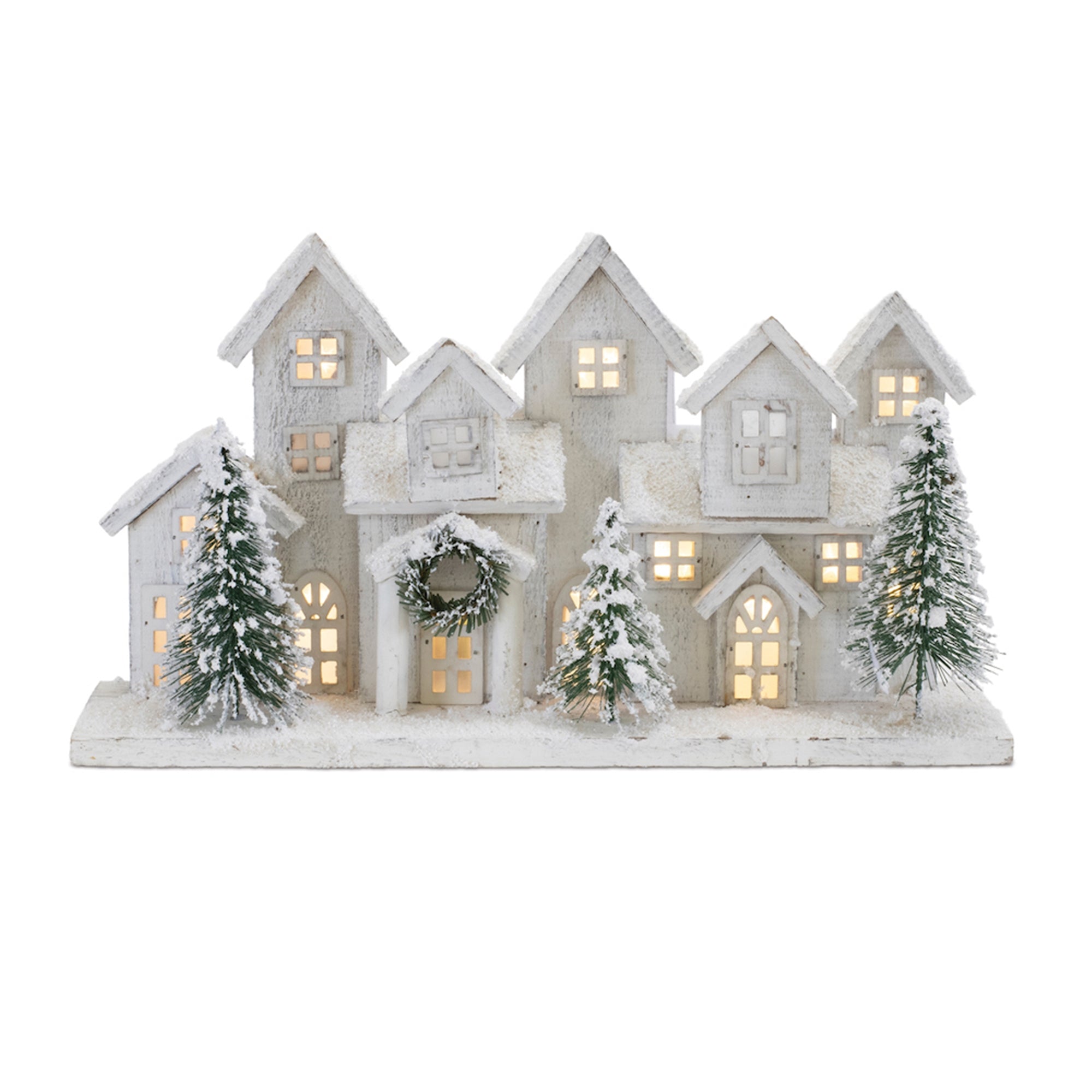 LED Flocked Winter Village Display 17"L