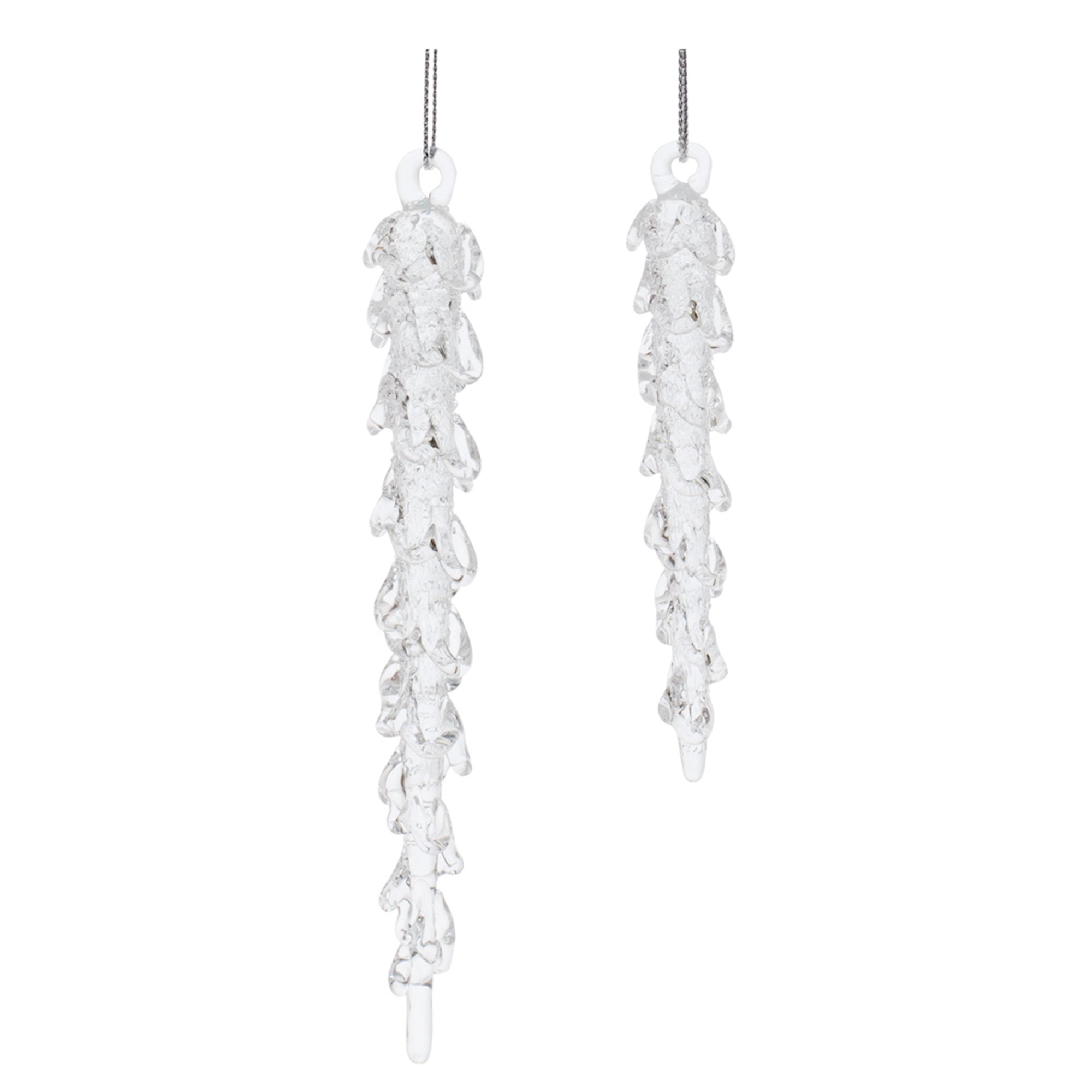 Dripping Glass Icicle Drop Ornament (Set of 12)