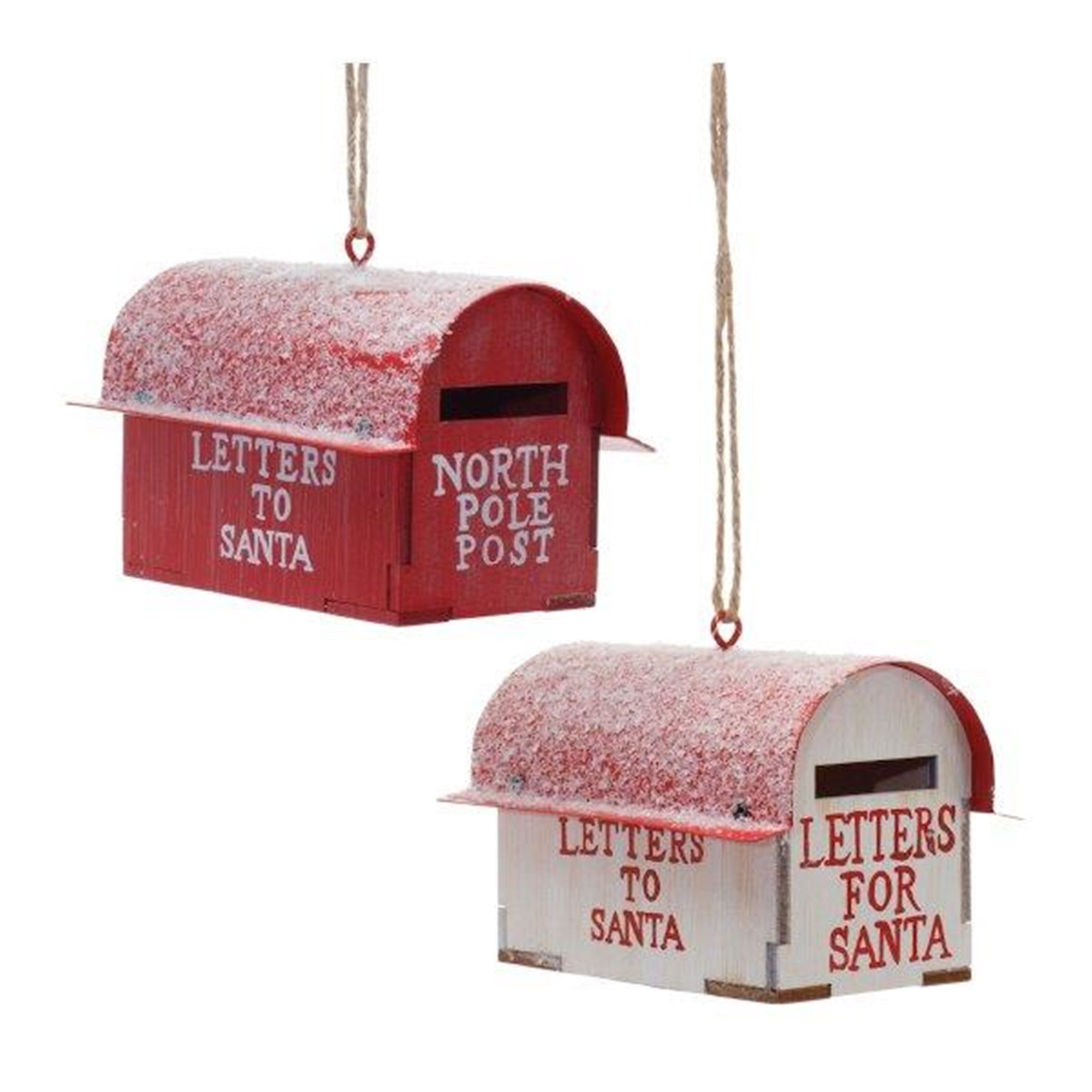 Frosted Metal Mailbox Oranment (Set of 4)