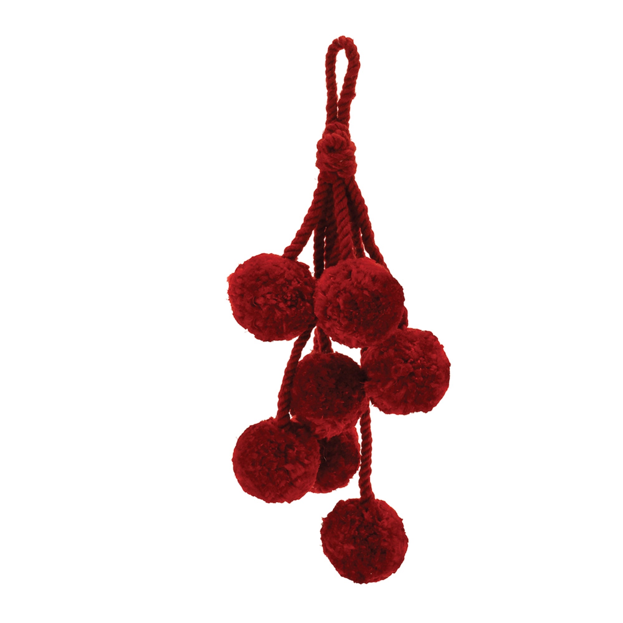 Burgandy Pom Pom Cluster Drop Ornament (Set of 4)