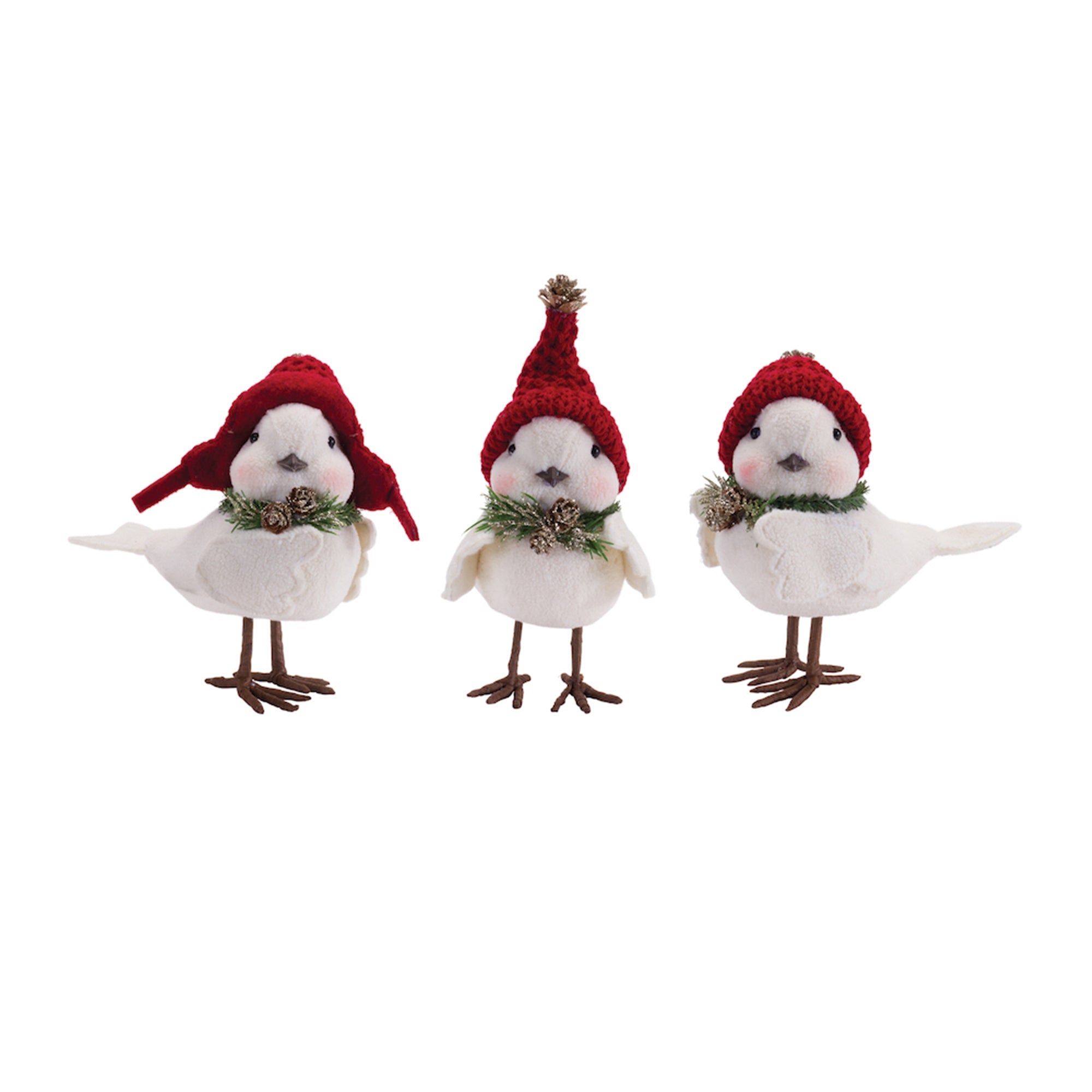 Winter Bird Shelf Sitter with Natural Accents (Set of 12)