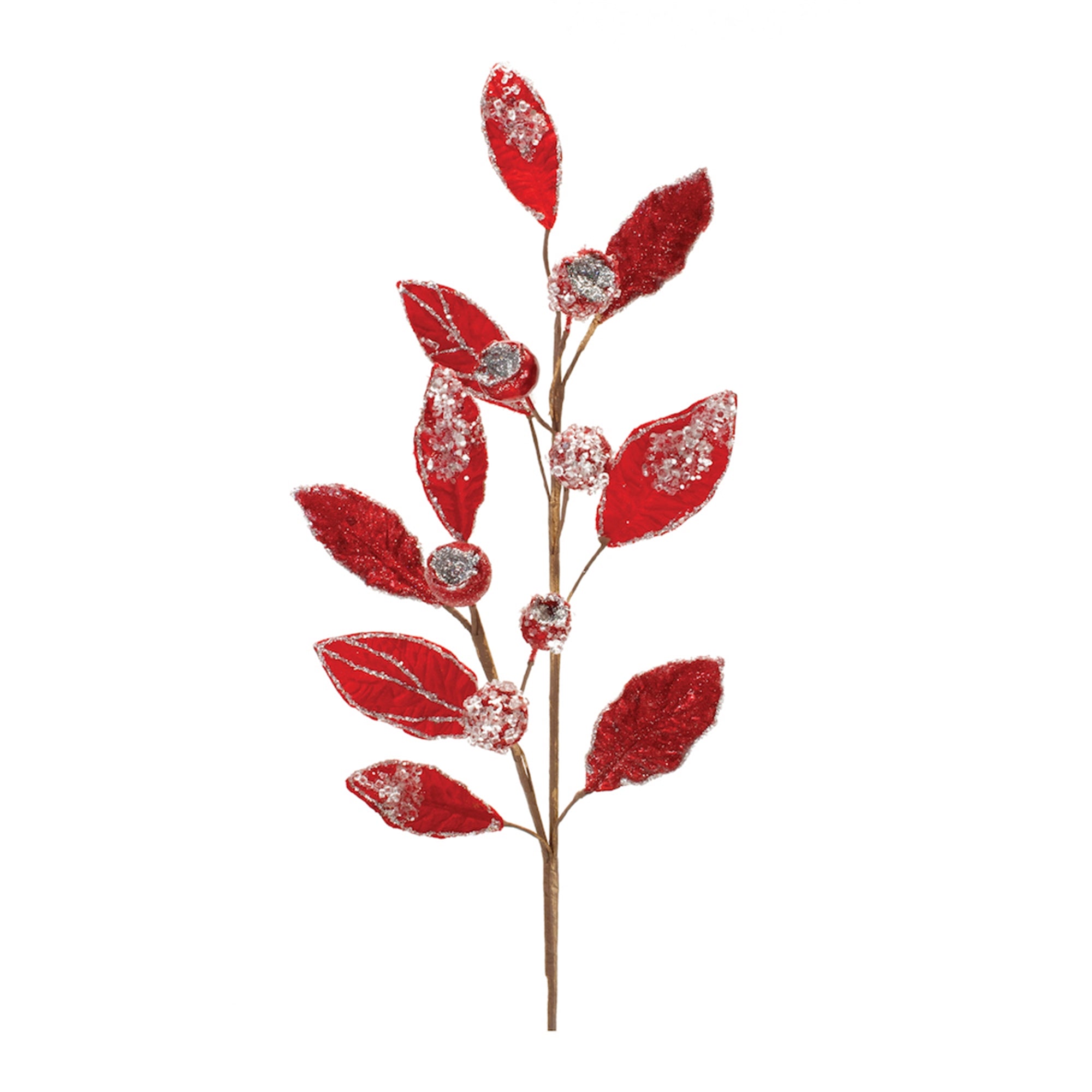 Beaded Red Leaf Stem (Set of 2)