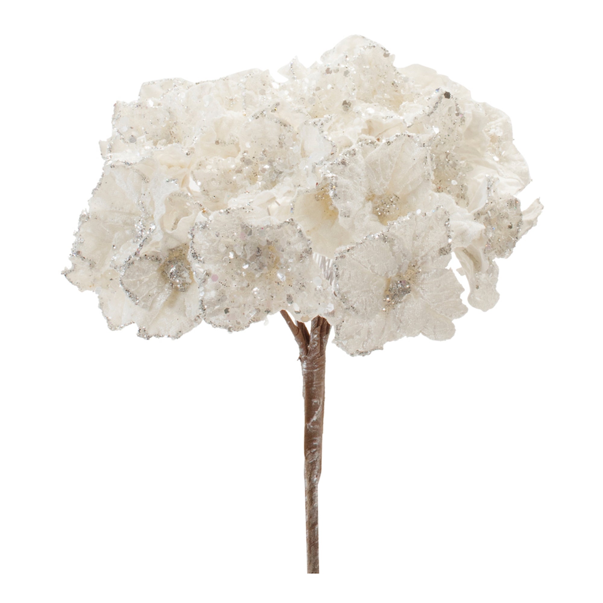 Beaded White Hydrangea Flower Stem (Set of 2)