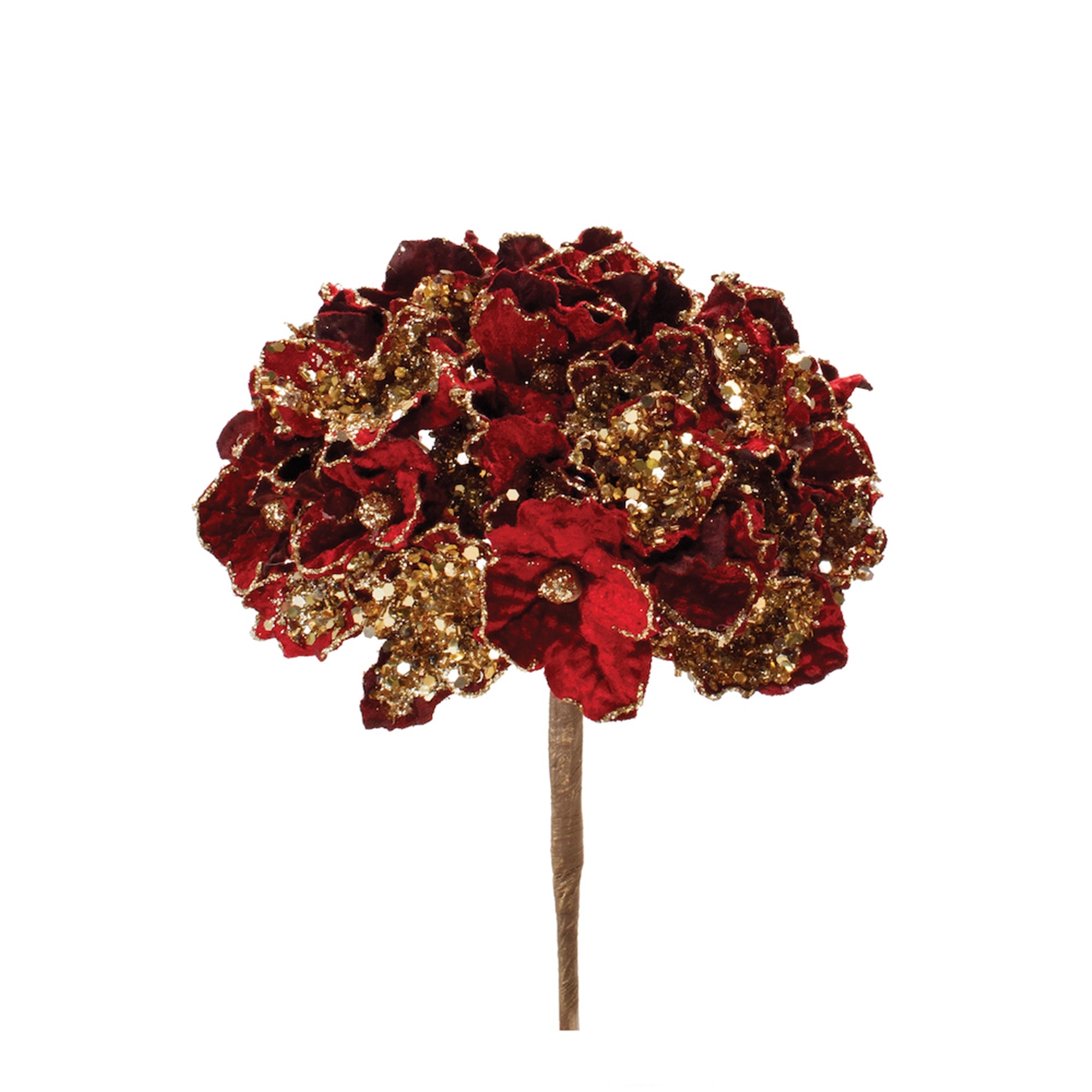 Beaded Burgandy Hydrangea Flower Stem (Set of 2)